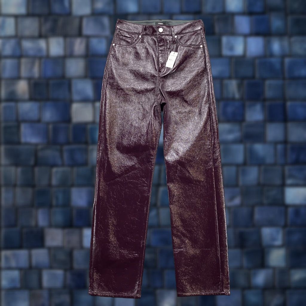 Express Express Women’s Purple Modern Straight Super High Rise Polyurethane Pants SZ 2R Size 26" / US 2 / IT 38 - 1 Thumbnail