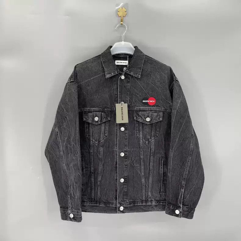 Balenciaga Mastercard Embroidered Logo Denim Jacket Light Jackets