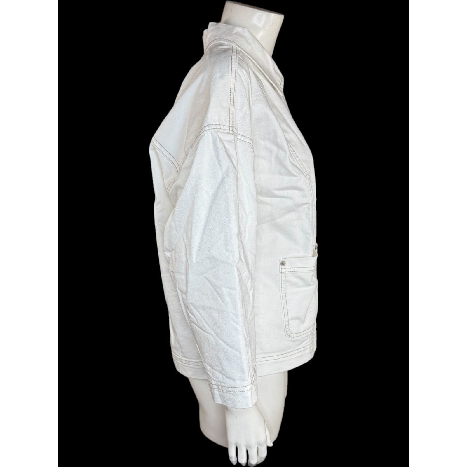 Other LOGO by Lori Goldstein 3/4 Sleeve Denim Jacket White 14 Size XL / US 12-14 / IT 48-50 - 9 Thumbnail