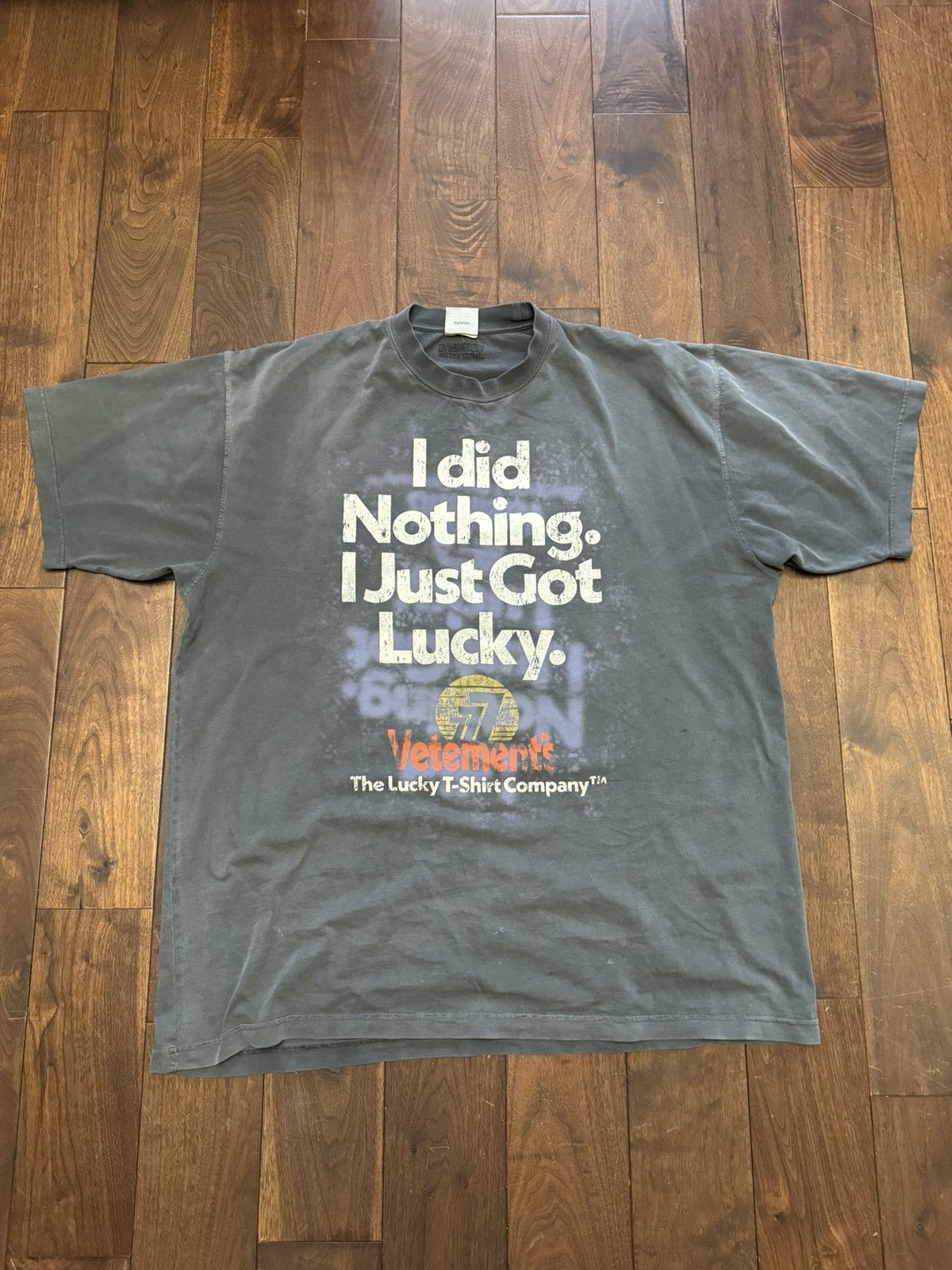 image of Vetements I Did Nothing I Just Got Lucky, Lucky Company Tee in Black, Men's (Size Small)