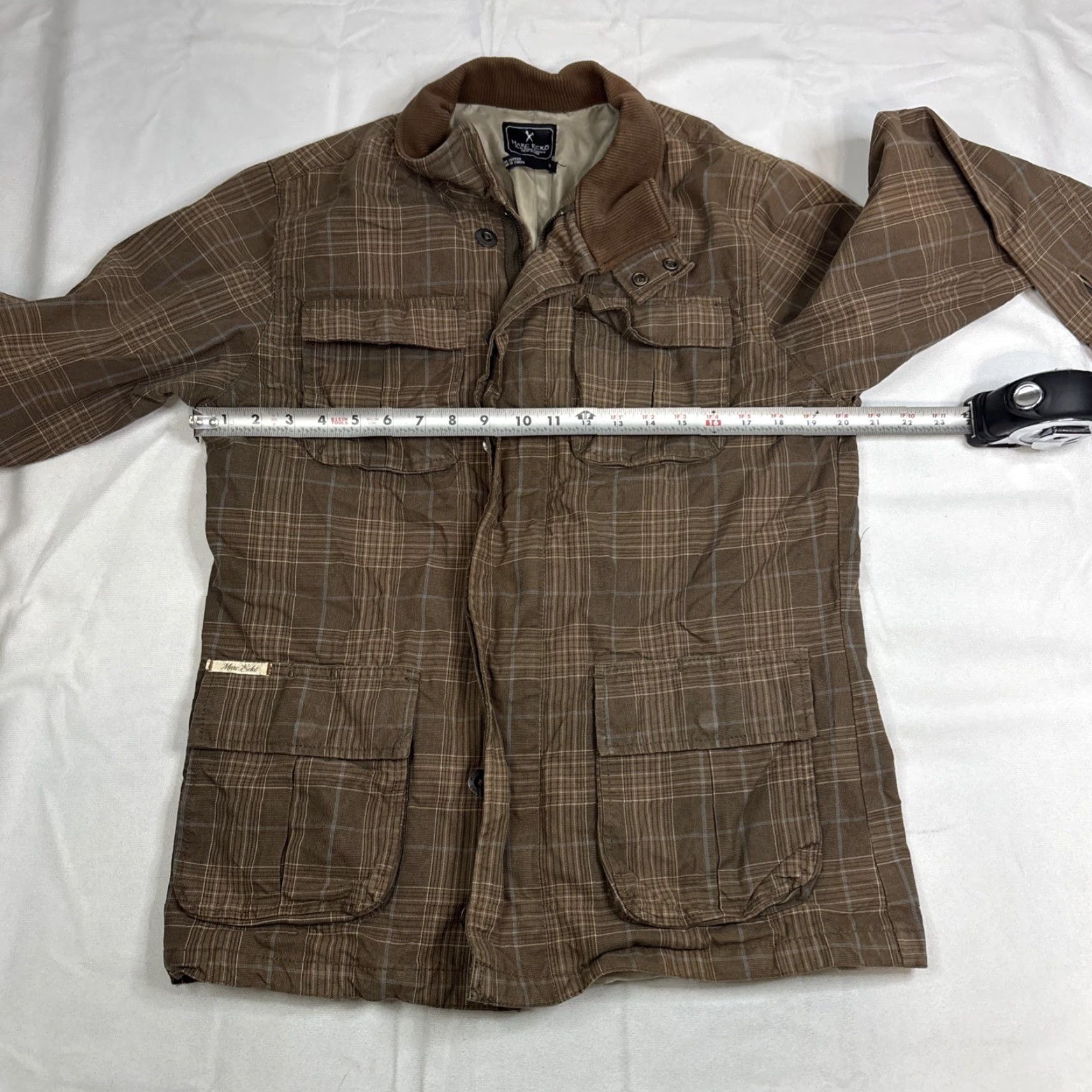 Marcs VINTAGE Marc Ecko Military Jacket Brown & Blue Plaid Coat Mid-Length Mens M Size US M / EU 48-50 / 2 - 6 Thumbnail
