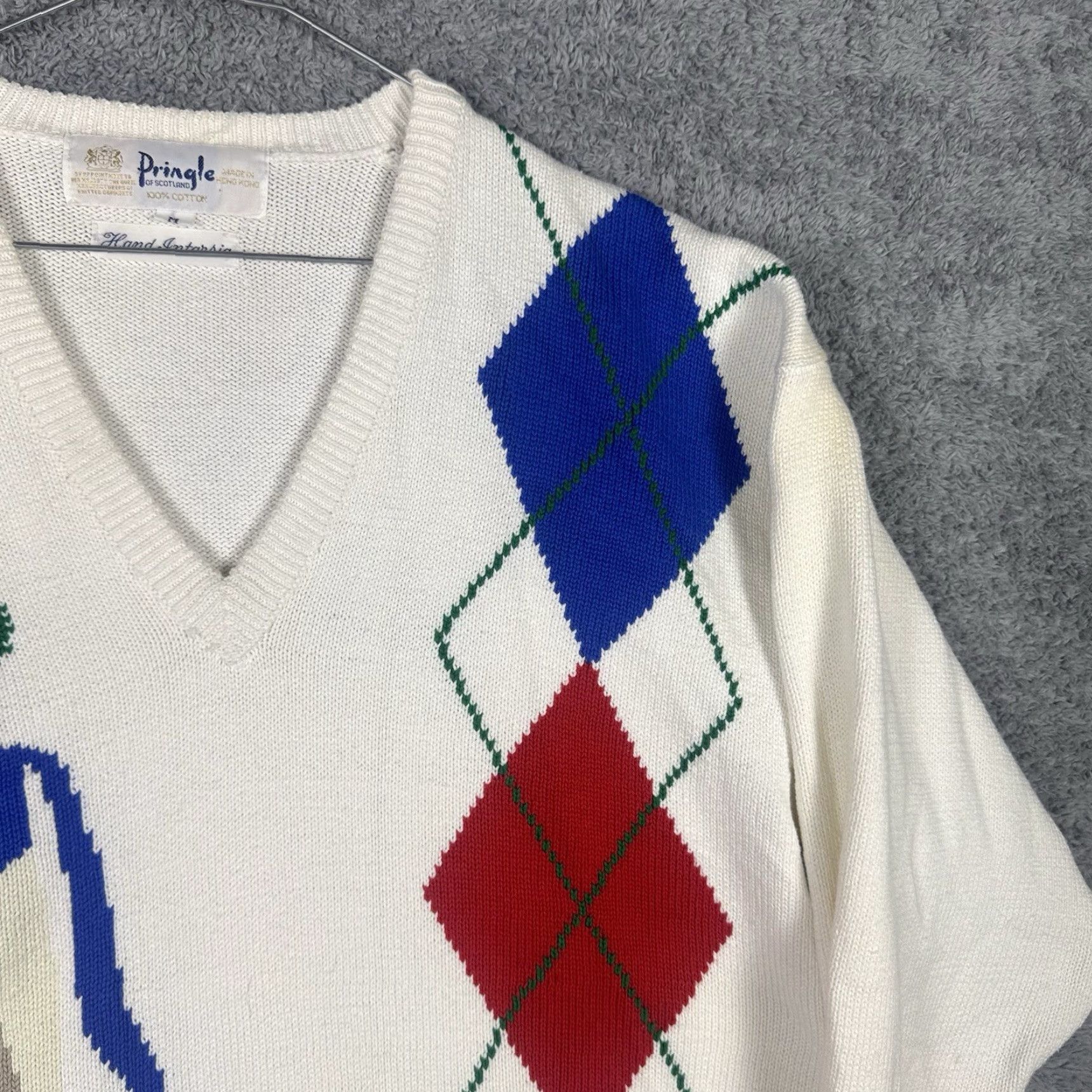 Pringle Of Scotland VINTAGE Pringle Of Scotland Sweater Mens M Argyle Golf VNeck Knit Grandpacore 90s Mens Size US M / EU 48-50 / 2 - 3 Thumbnail