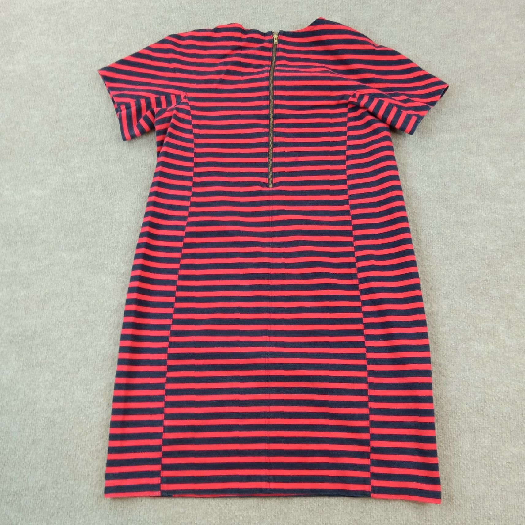 J.Crew J. Crew Dress Womens Medium Red Blue Striped Short Sleeve Fitted Stretch Size 32" / US 10 / IT 46 - 7 Thumbnail