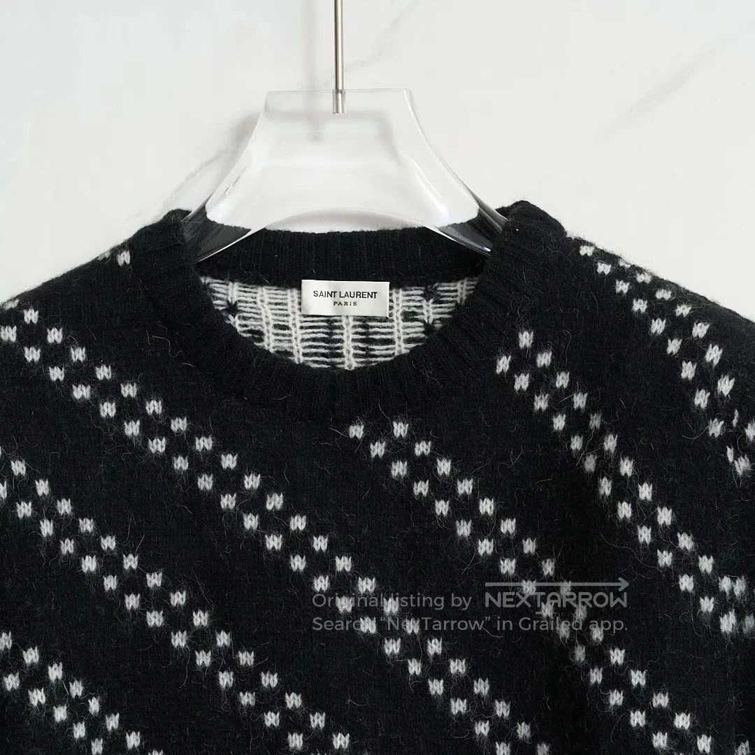 Saint Laurent Paris Saint Laurent Men's Black Zigzag Knit Sweater. Size US M / EU 48-50 / 2 - 2 Thumbnail