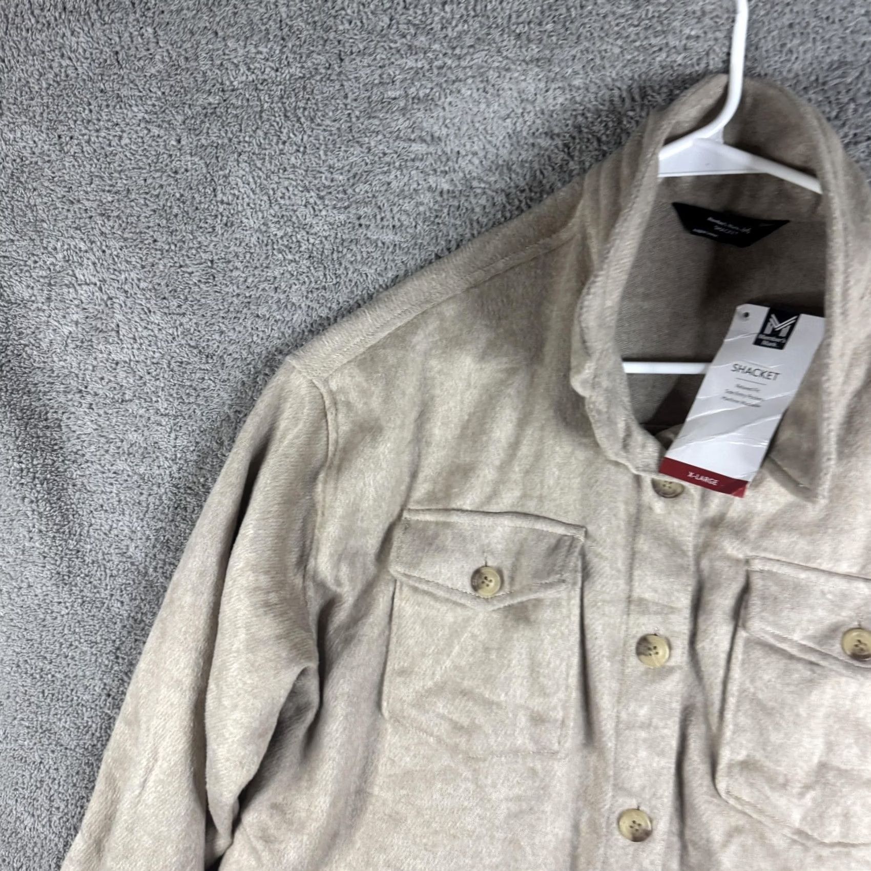Vintage Member's Mark Shacket Jacket Mens XL Beige Pockets Button Front Fleece Size US XL / EU 56 / 4 - 5 Thumbnail