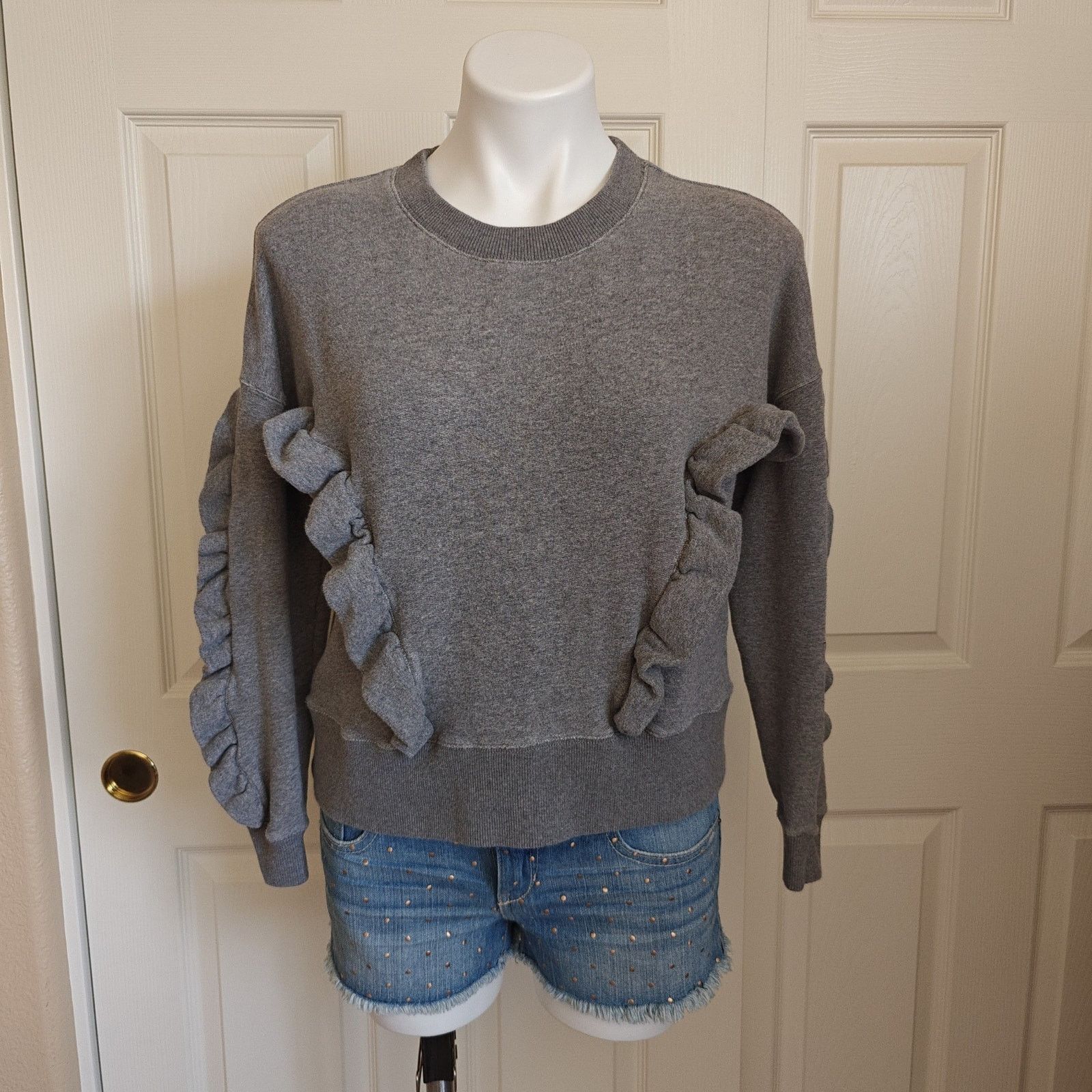 Madewell Mile(s) ruffle oversized crew neck drop shoulder sweatshirt Size XXS / US 00 / IT 34 - 1 Thumbnail