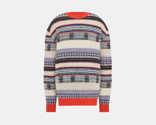 Dior o1w1db11025 513M607 Wool Blend Knit Sweater Multicolor Size US M / EU 48-50 / 2 - 1 Thumbnail