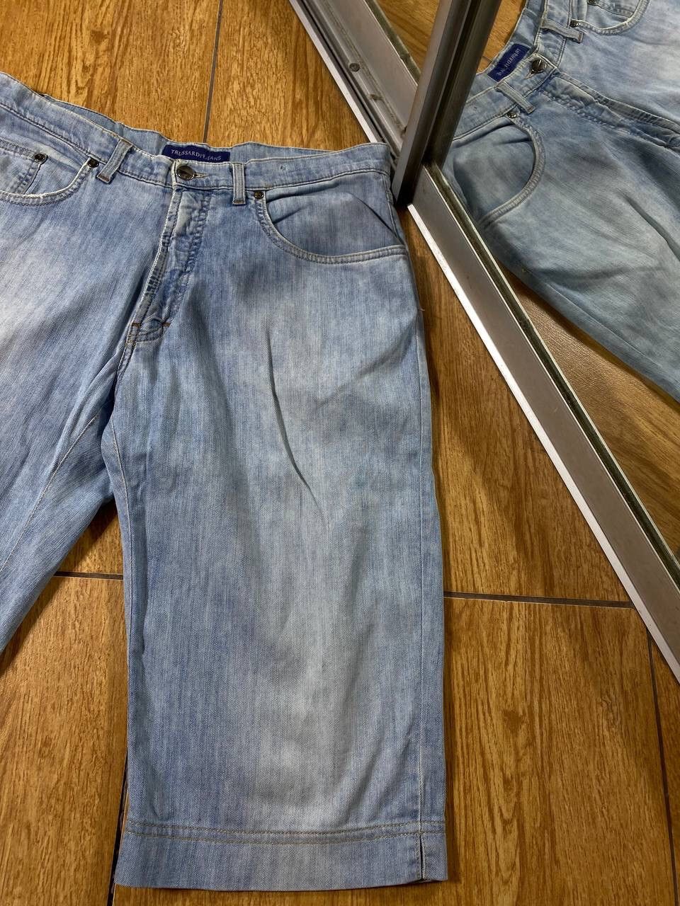 Trussardi × Vintage Vintage Short Denim Trussardi Flared Style Double Waist Size US 32 / EU 48 - 24 Thumbnail