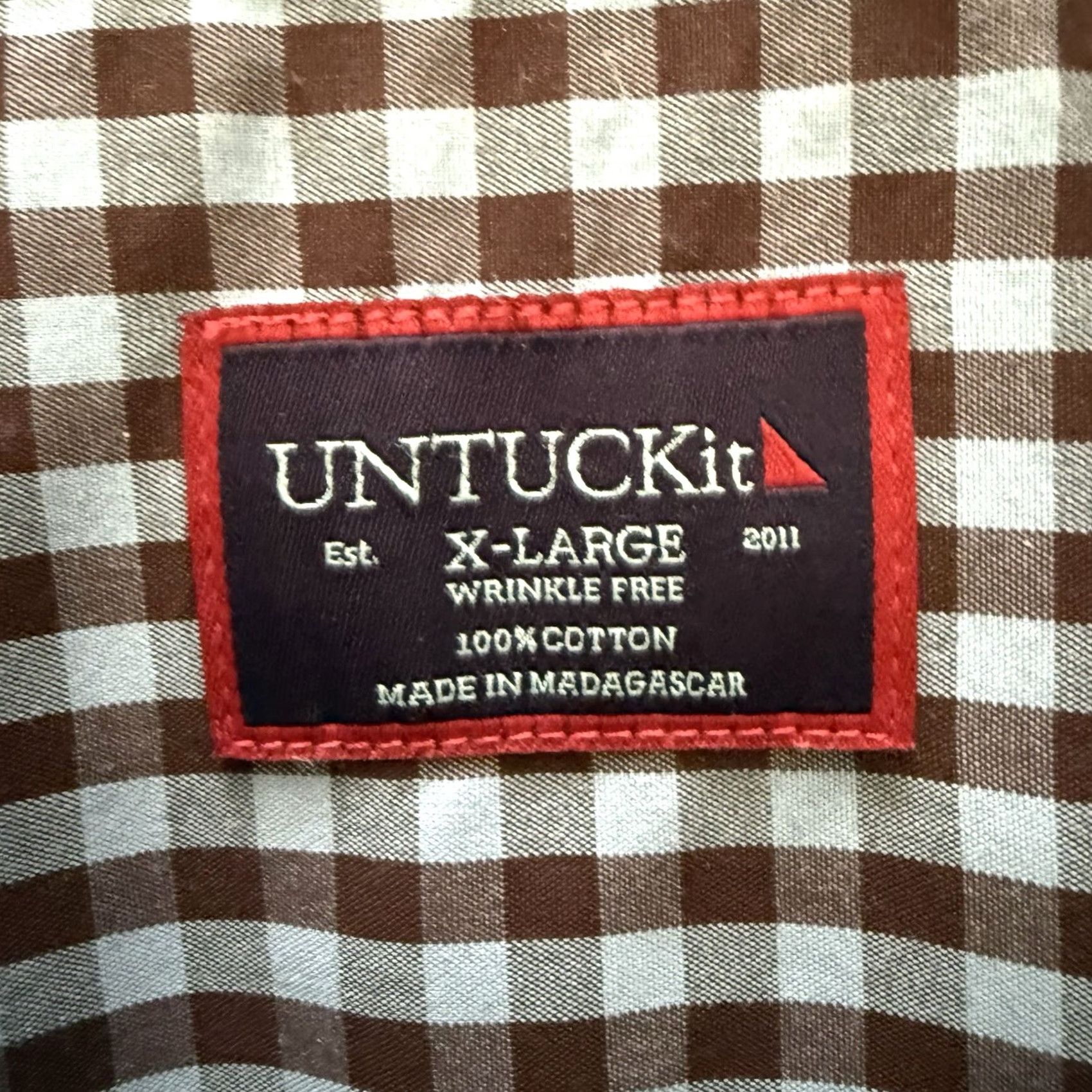 UNTUCKit UNTUCKit Shirt Mens XL McLaren Button Up Blue Brown Check Plaid 100% Cotton Size US XL / EU 56 / 4 - 2 Thumbnail