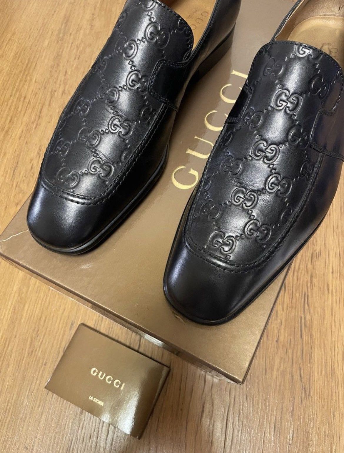 image of Gucci Leather Loafers - Size 39 in Black, Men's
