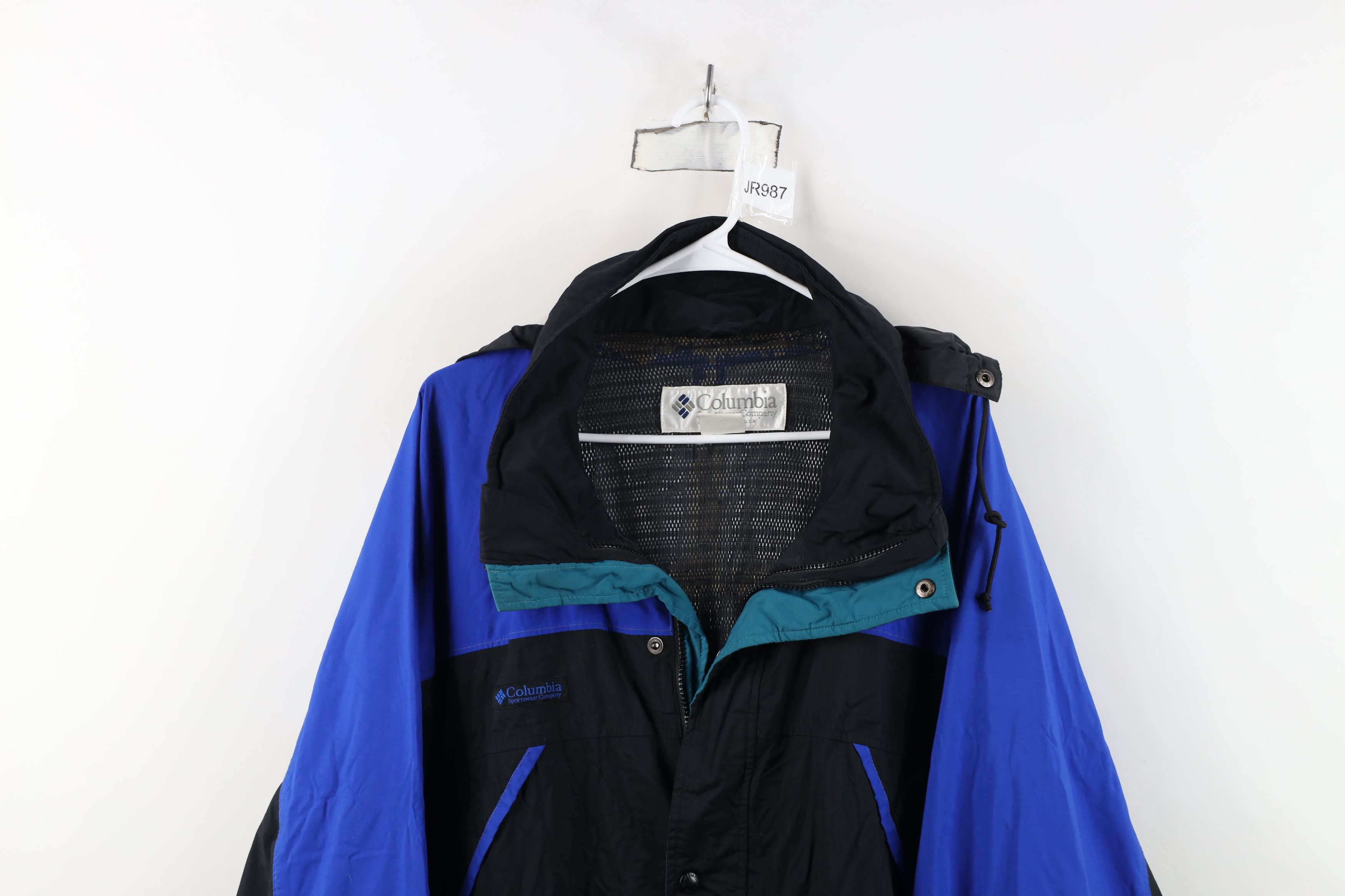 Columbia Vintage 90s Columbia Spell Out Hooded Parka Jacket Black Size US XL / EU 56 / 4 - 2 Thumbnail