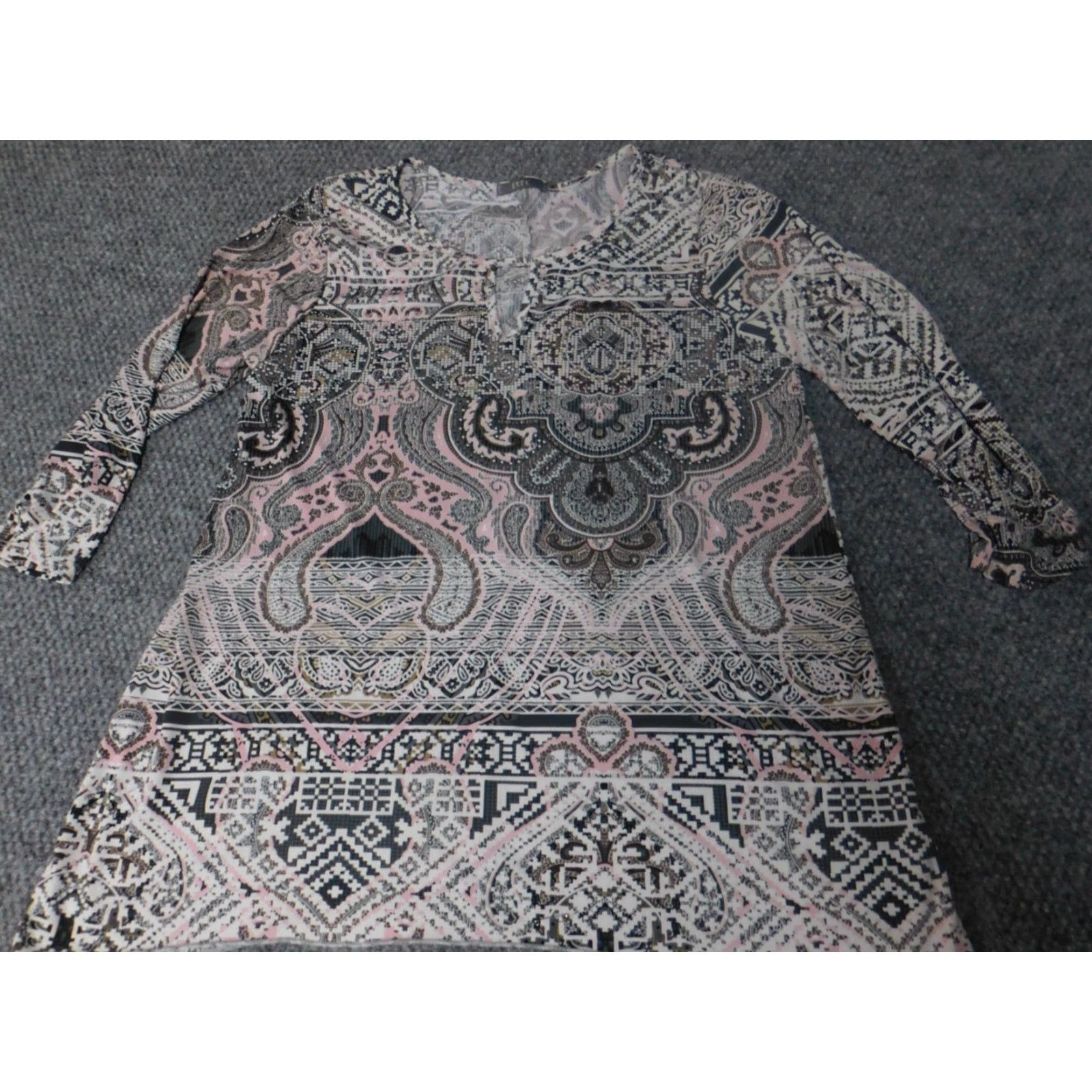 Vintage Gyft Womens Blouse L Gray Crew Neck Pullover Casual Button Cotton Polyester Rayon Long Sleeve Classic Lightweight Regular Vintage: No Size L / US 10 / IT 46 - 2 Thumbnail