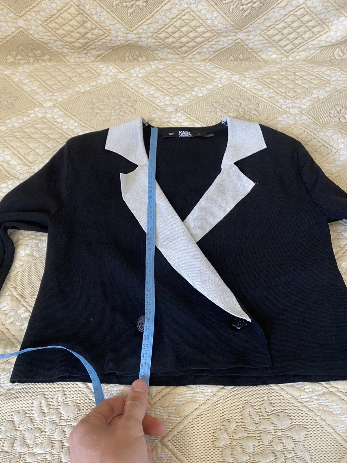 Karl Lagerfeld 🔥 2023 Karl Lagerfeld Cropped Tailored Cardigan Blazer Black Size XS / US 0-2 / IT 36-38 - 16 Thumbnail