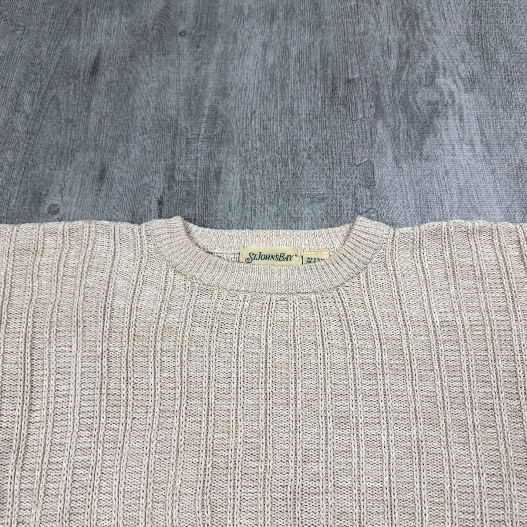 Vintage VINTAGE St. John's Bay Classic Beige Oatmeal Knit Sweater Crewneck Mens Medium 90s Size US M / EU 48-50 / 2 - 2 Thumbnail