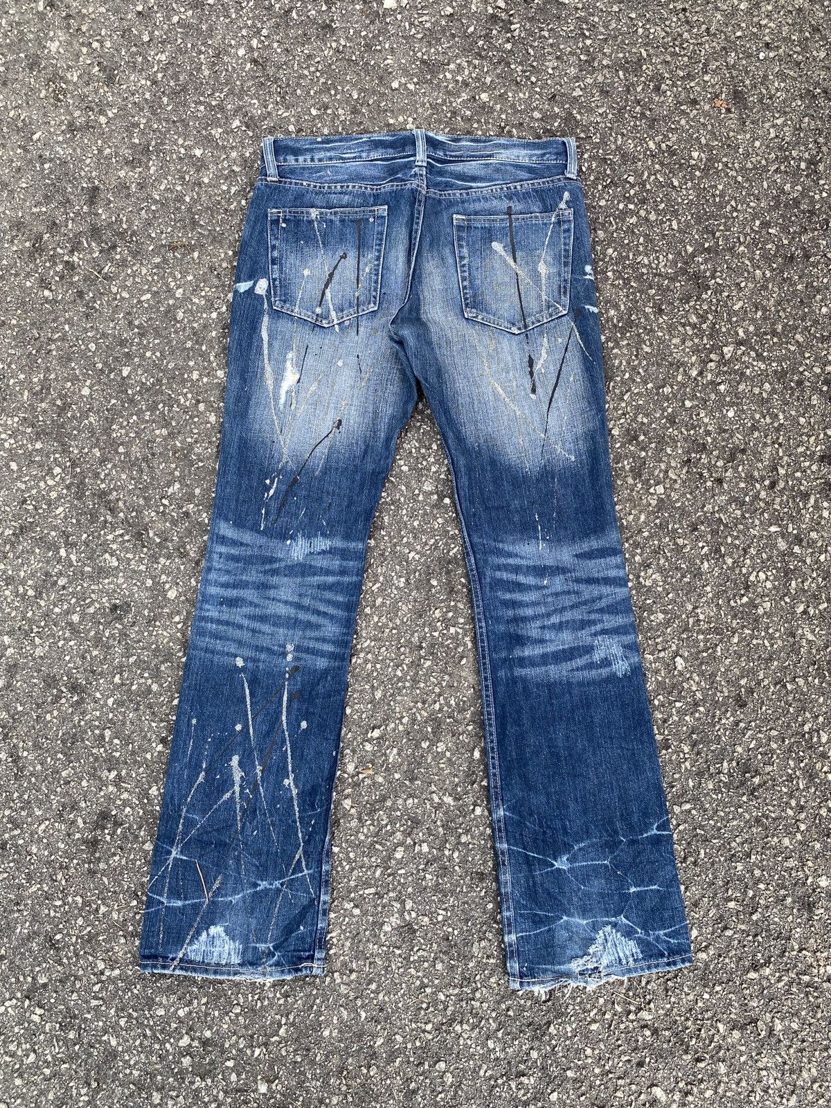 If Six Was Nine × Tornado Mart Unbranded Distressed Splatter Flare Denim Size US 33 - 2 Thumbnail