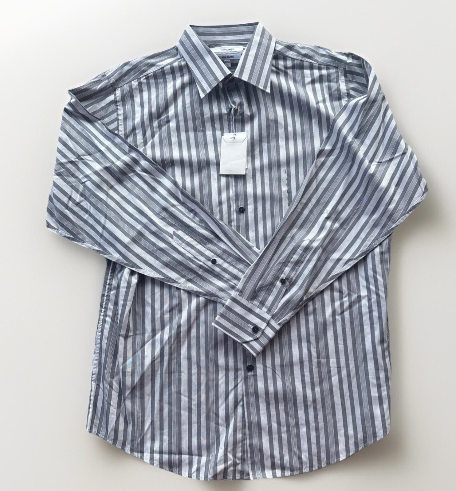 Murano Murano Men's Button Down Long Sleeve Blue Striped shirt L Size 44R - 1 Thumbnail