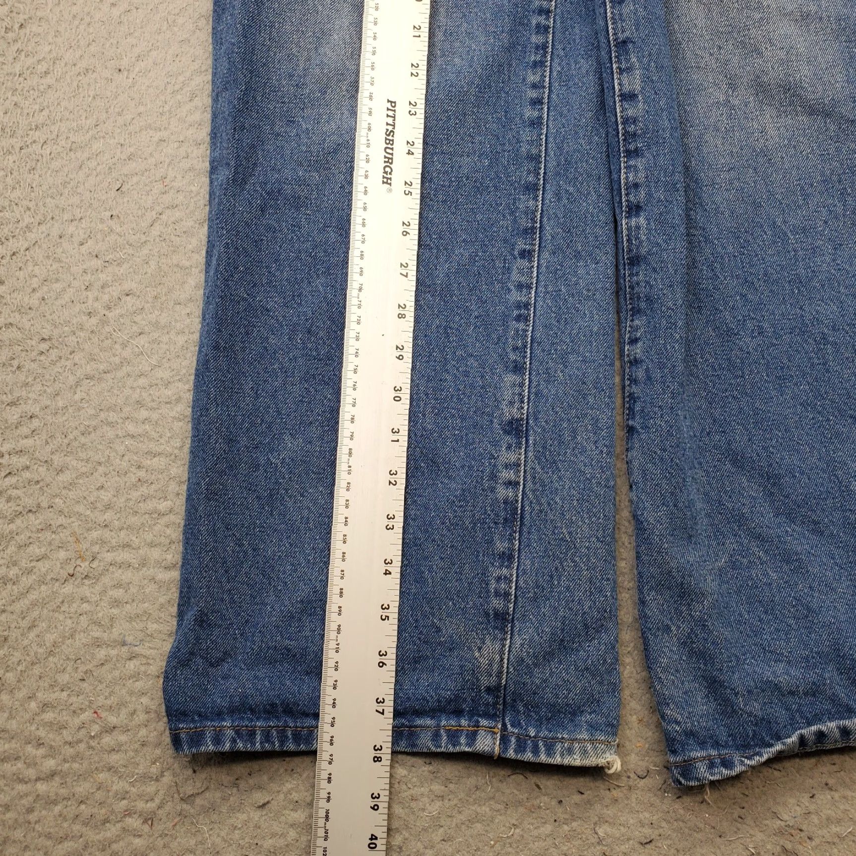 Vintage Edikted Womens Jeans Baggy Blue Denim Faded Medium Wash Carpenter XS 28" Inseam 30.25" 5-Pocket Regular Size 26" / US 2 / IT 38 - 3 Thumbnail