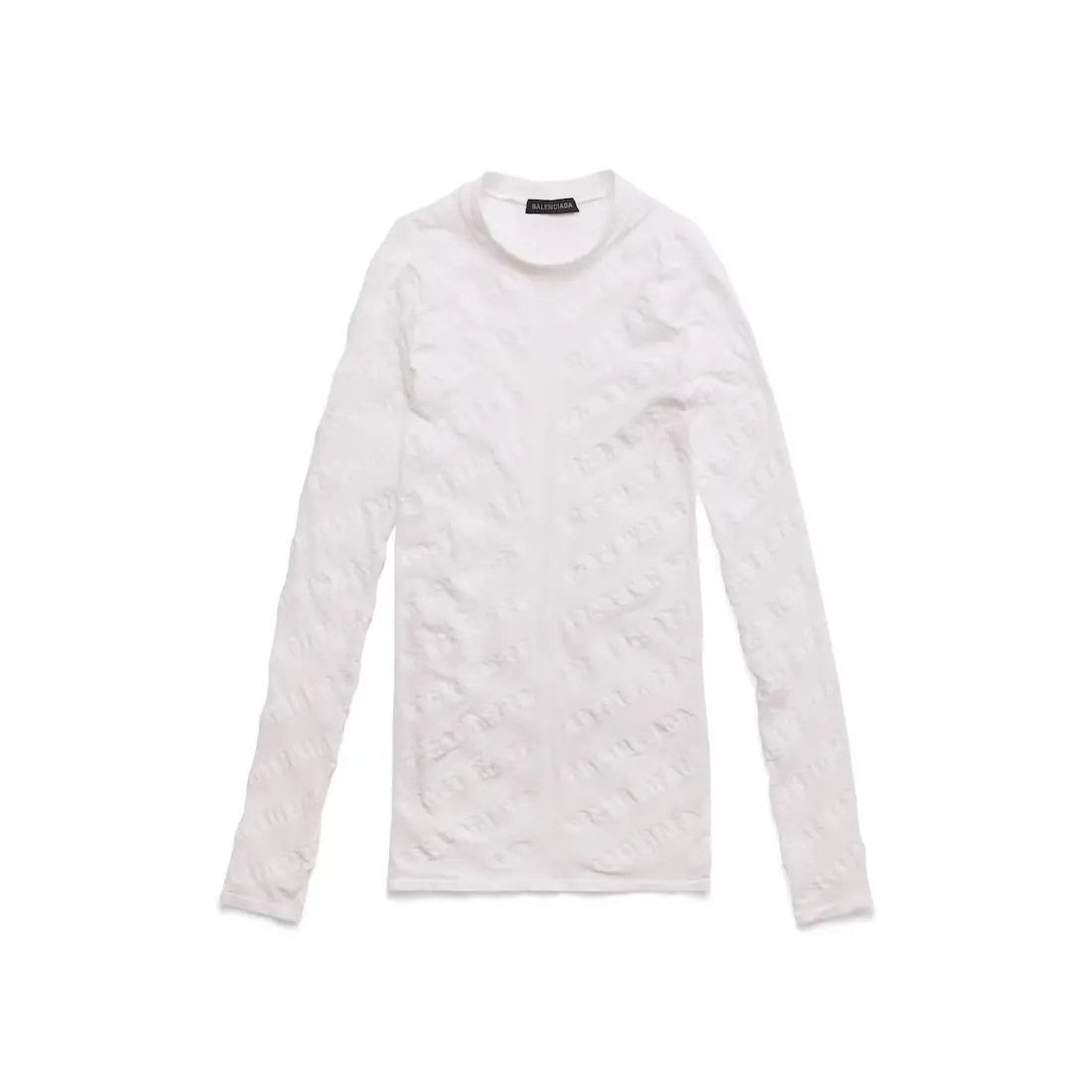 Balenciaga o1bcso1str1124 Mini Allover Logo Top Sweater in White Size S / US 4 / IT 40 - 1 Thumbnail