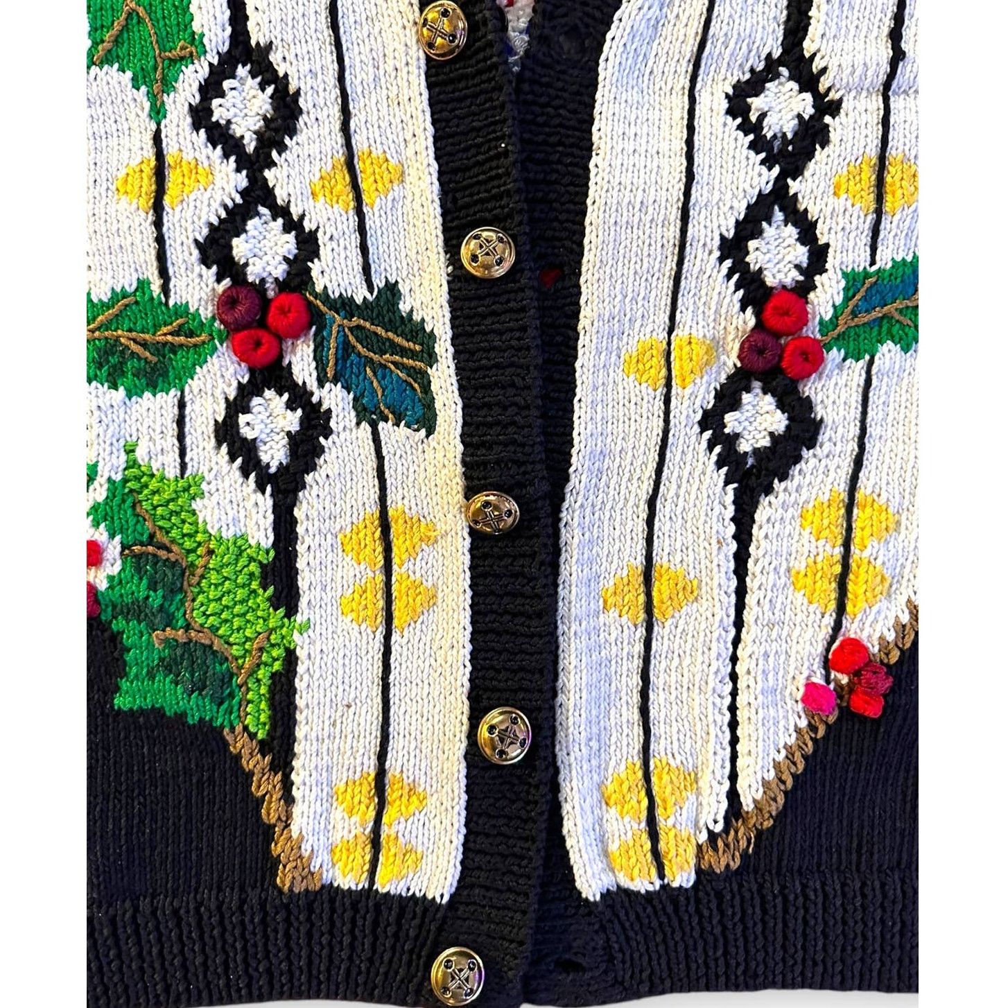Vintage Vintage Berek Marta D Cardigan Vest Knit 92 Christmas Santa Size S / US 4 / IT 40 - 4 Thumbnail