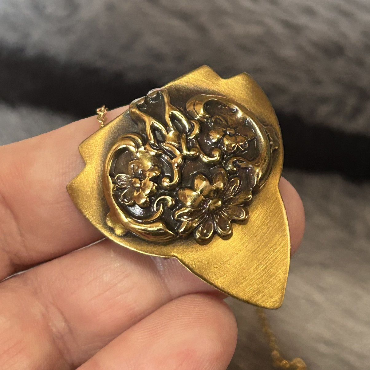 Handmade Handcrafted antique belt buckle pendant on chain necklace Size ONE SIZE - 5 Thumbnail