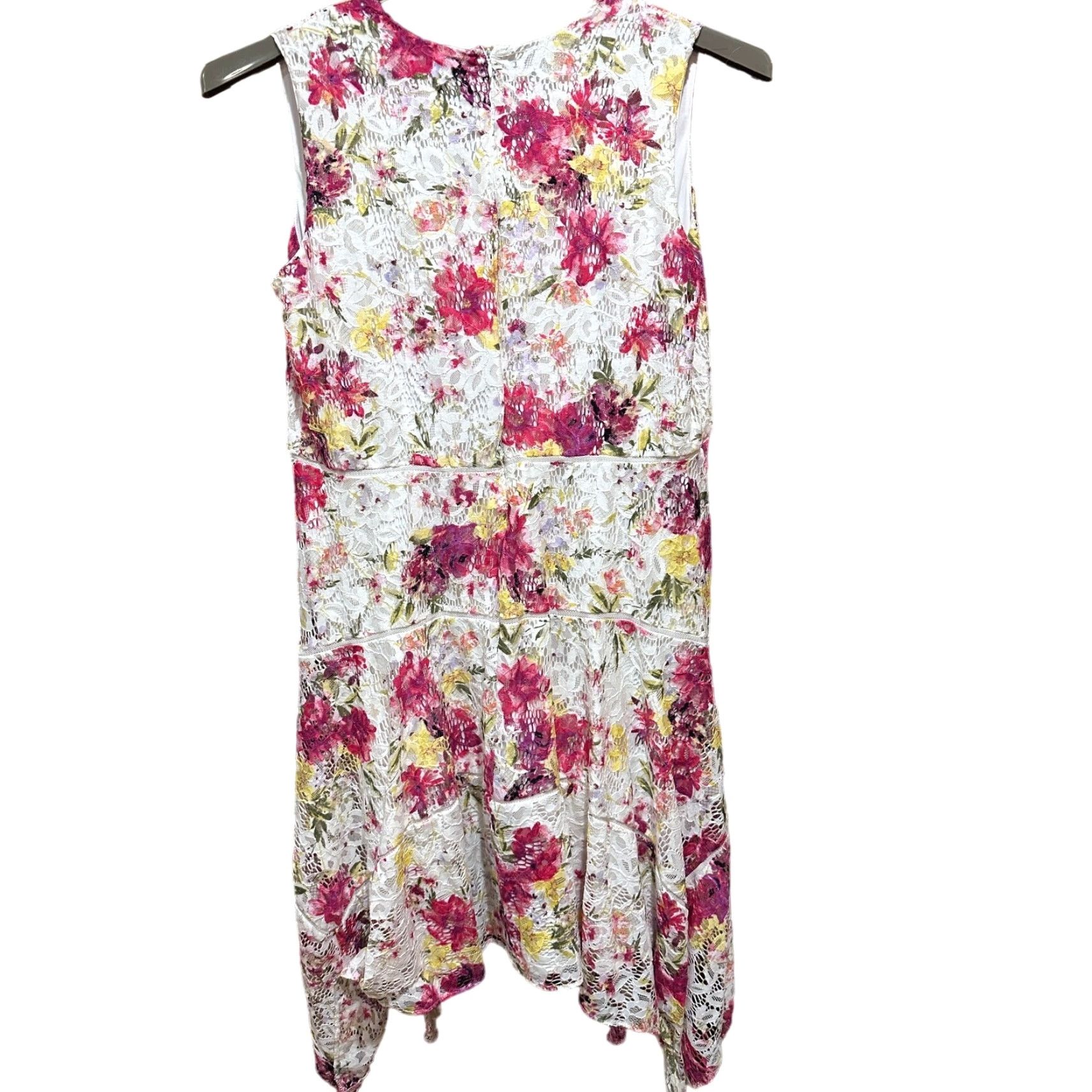Vintage Taylor Dress Plus 20W Pink Floral V-Neck Midi A-Line Sleeveless Handkerchief Hem Y2K Garden Fairy Date Women1000 Size 3XL / US 20-22 - 3 Thumbnail