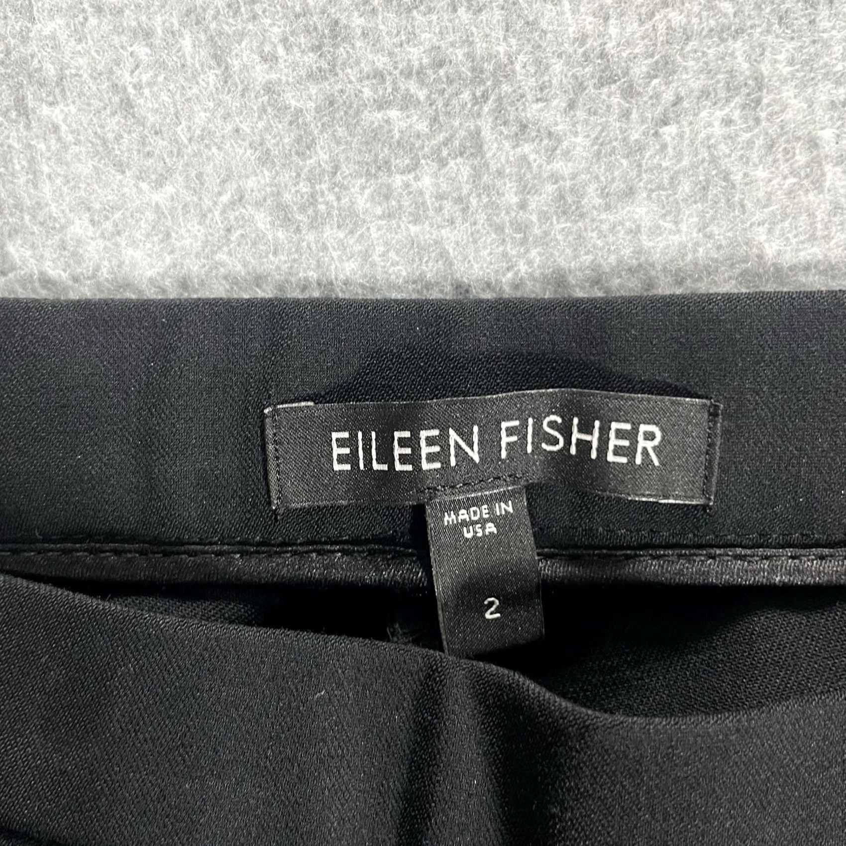 Eileen Fisher VINTAGE Eileen Fisher Pants Size 2 Stretch Ankle Straight Womens Black Made In USA Zip Size 26" / US 2 / IT 38 - 2 Thumbnail