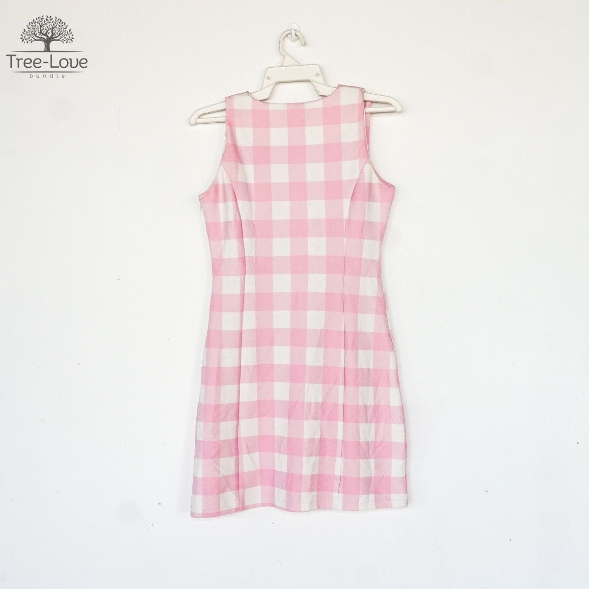 Macbeth [S] MACBETH pink checkered slim cut mini dress Size S / US 4 / IT 40 - 2 Thumbnail