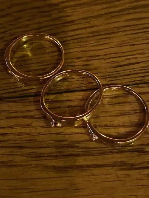 Jewelry Gold Color Face Three Stack Finger Ring ( size 7/8/9) Size ONE SIZE - 4 Thumbnail