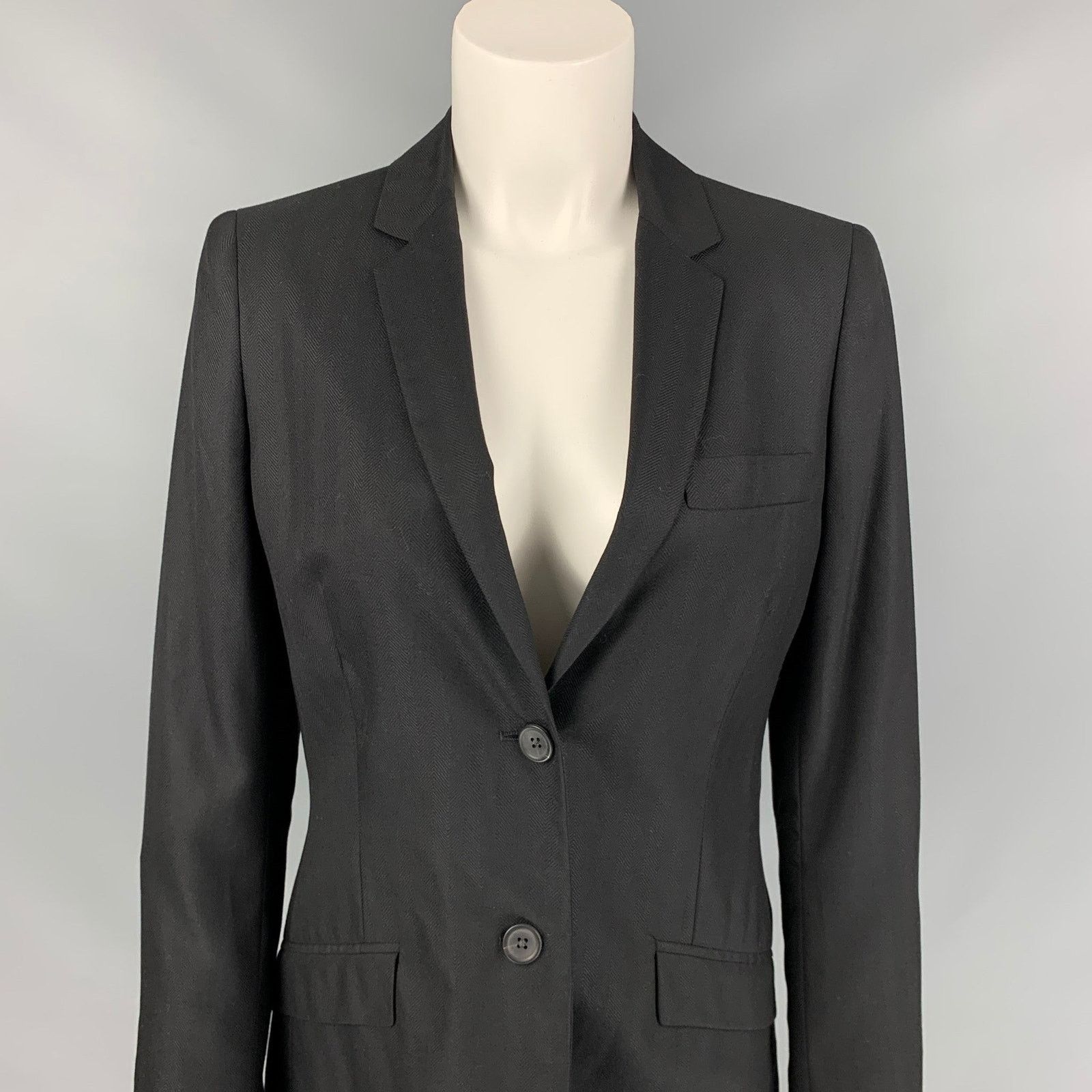 Calvin Klein Size 6 Black Cashmere / Silk Jacke Blazer Size M / US 6-8 / IT 42-44 - 2 Thumbnail