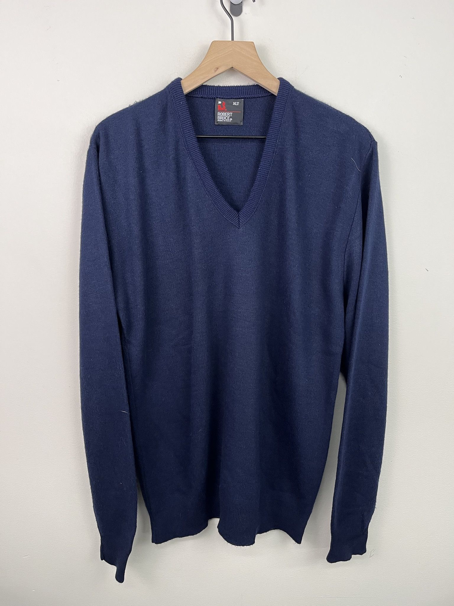 Vintage Vintage 90s Robert Bruce Navy Knit Sweater Size XL Tall Size US XL / EU 56 / 4 - 1 Thumbnail