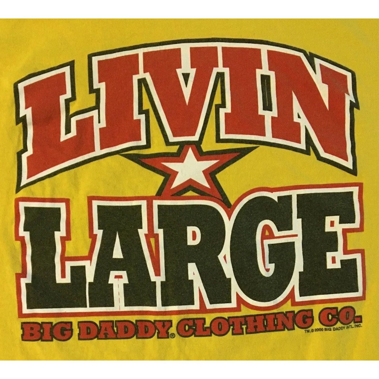 JNCO VINTAGE Big Daddy Livin Large Faded Distressed Shirt 2XL Yellow Punk Grunge Skate USA 90s Jnco Mens T-Shirt Size US XXL / EU 58 / 5 - 3 Thumbnail