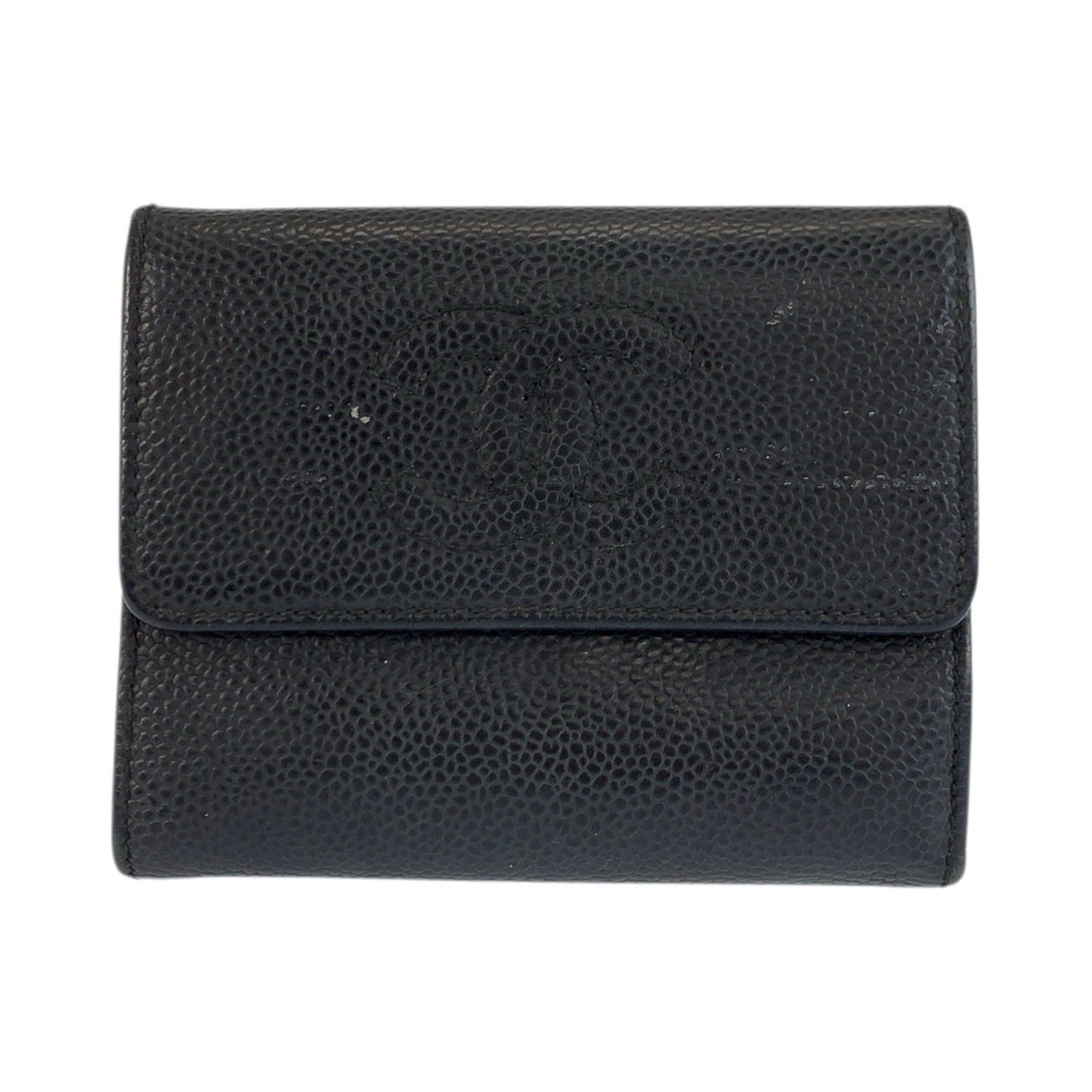 Chanel CHANEL Coco Mark Black Leather Folding Wallet Compact for Women Size ONE SIZE - 1 Thumbnail