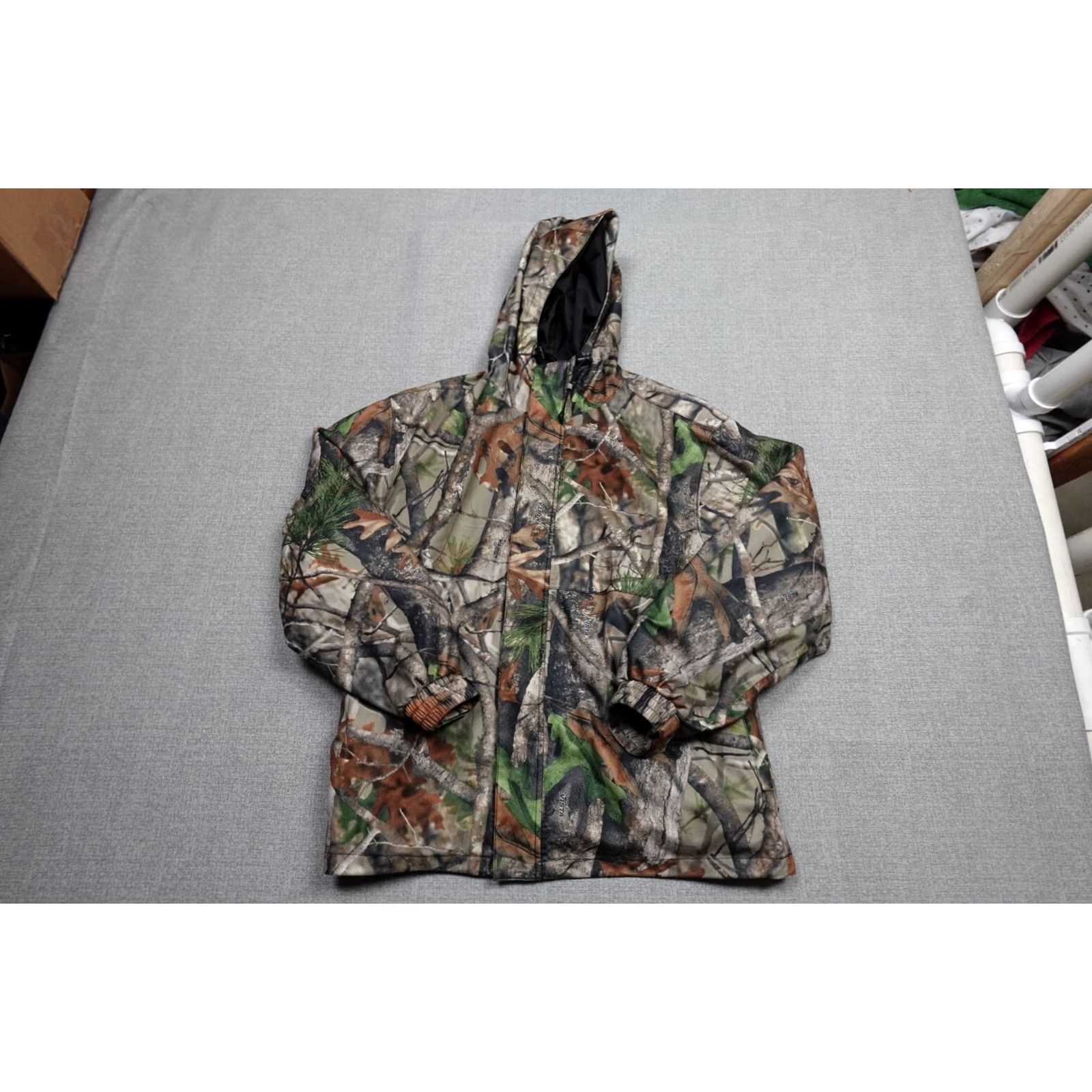 AMO Camo Jacket Mens L Brown Outdoor Hooded Fleece Zip Camouflage Hunting Winter Jacket Size US L / EU 52-54 / 3 - 2 Thumbnail