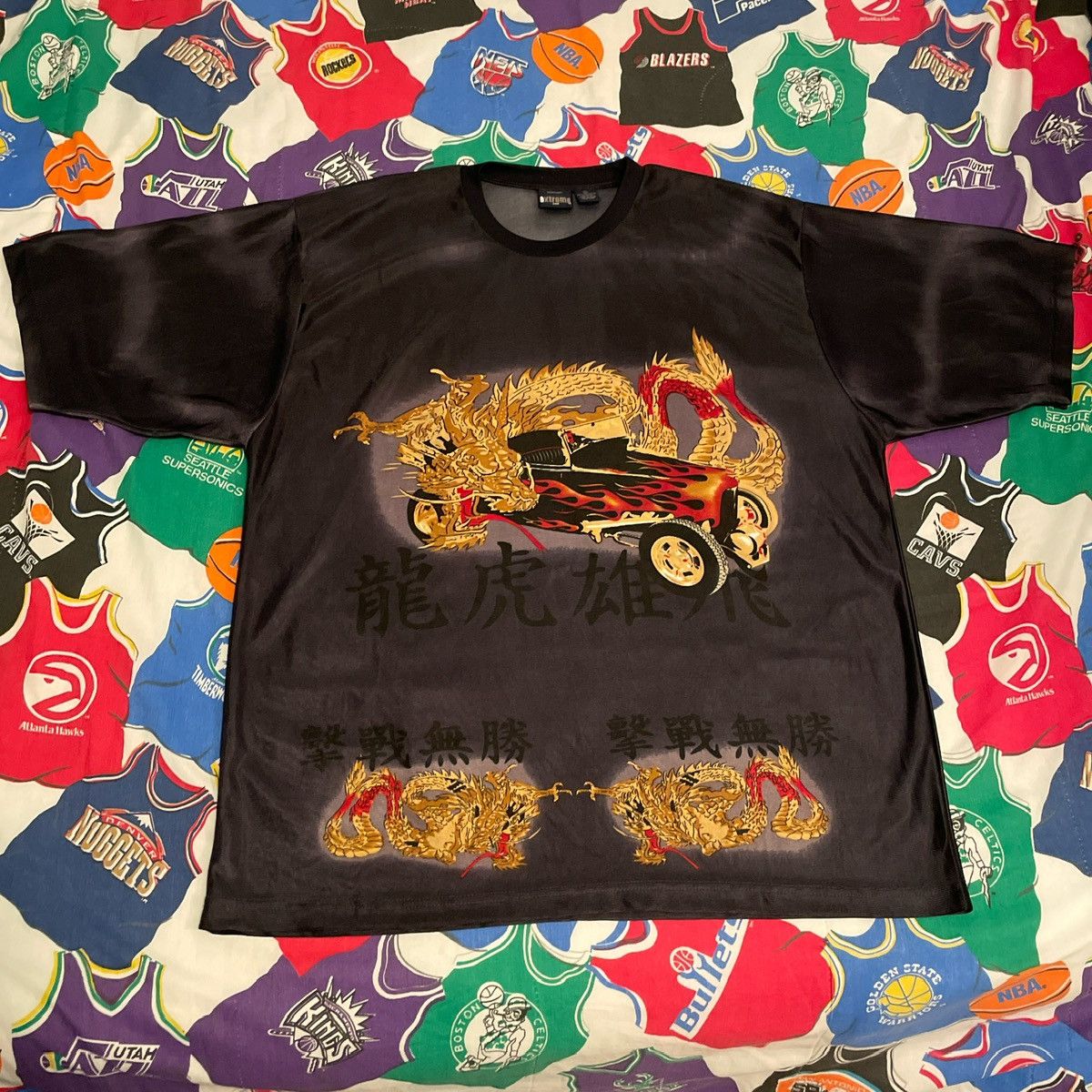 Ecko Unltd. × JNCO × Vintage Y2K JNCO Affliction Grunge Wings Dragons Style Silky Tee Size US XL / EU 56 / 4 - 1 Thumbnail