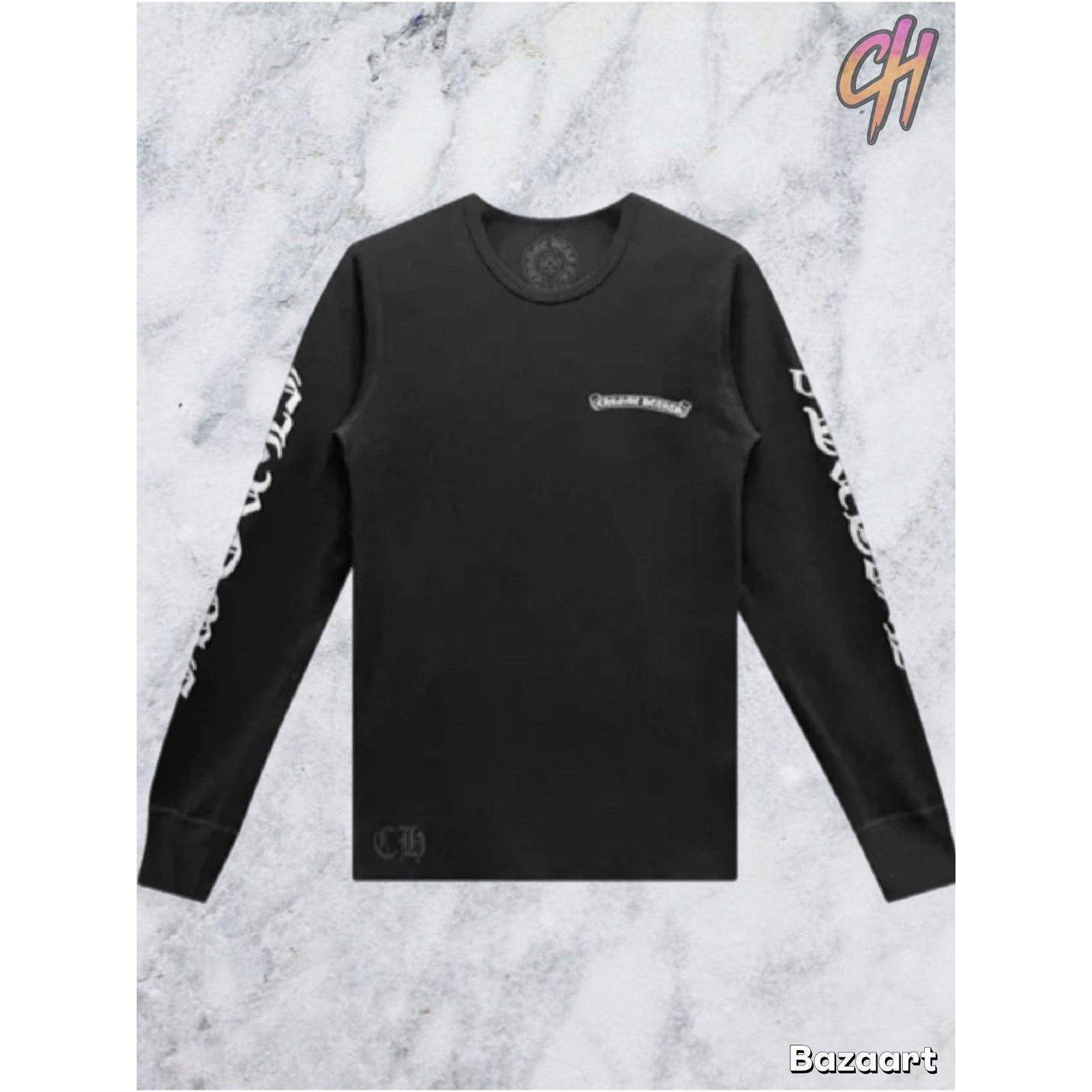 Chrome Hearts Chrome Hearts Scroll Logo Long-Sleeve Thermal Shirt 'Black' Size US M / EU 48-50 / 2 - 9 Thumbnail
