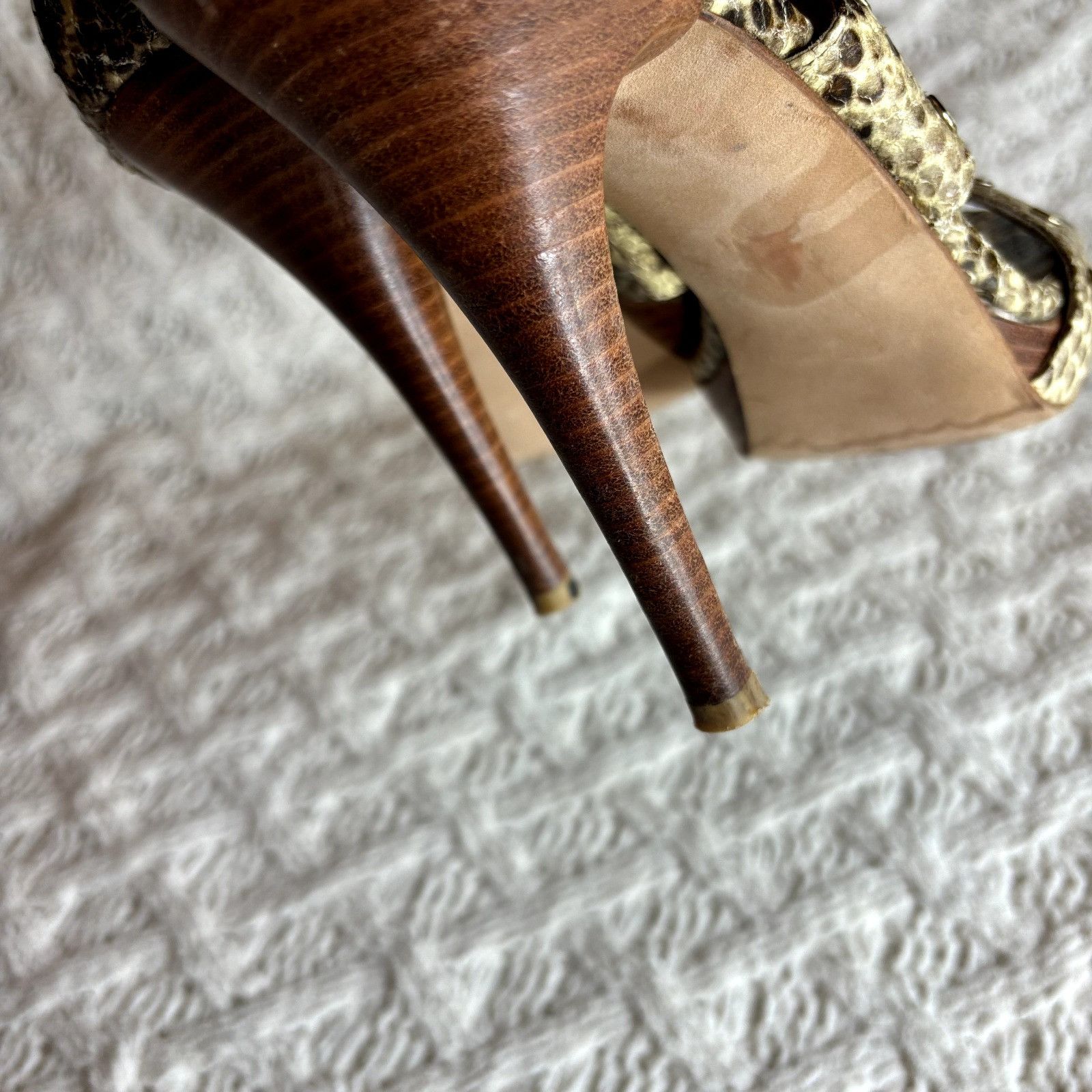 Stuart Weitzman Stuart Weitzman Snake Print Leather Platform Studded Zip-Cag Size US 8.5 / IT 38.5 - 8 Thumbnail