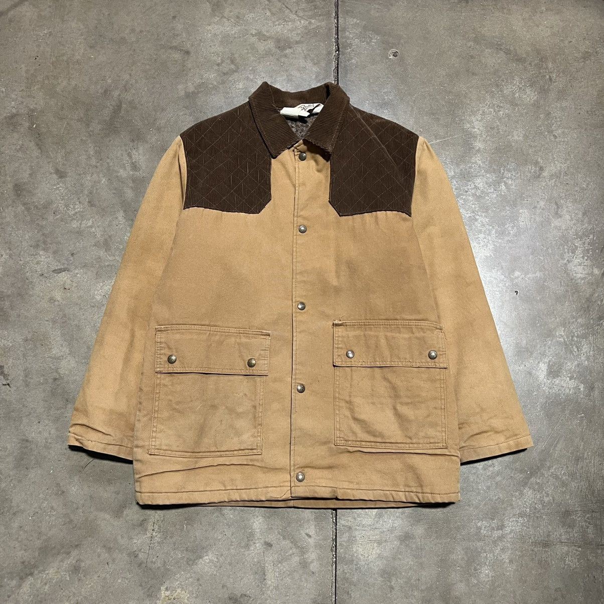 Vintage 80s Walls Chore Jacket Corduroy Collar Blanket Lined