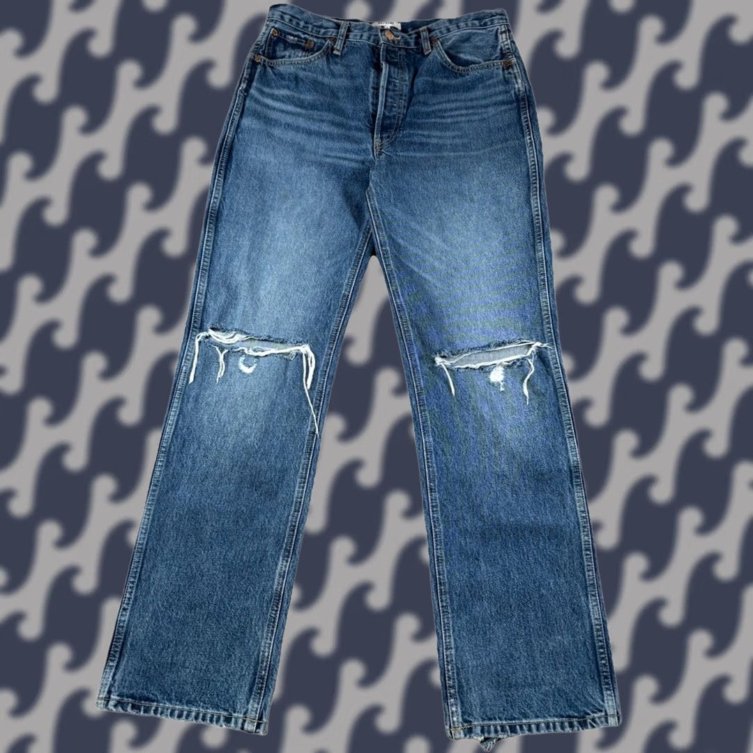 RE/DONE VINTAGE Re/Done Jeans 90s High Rise Loose Womens Size 31 Distressed Blue 141-3WHRL Size 24" / US 00 / IT 34 - 1 Thumbnail