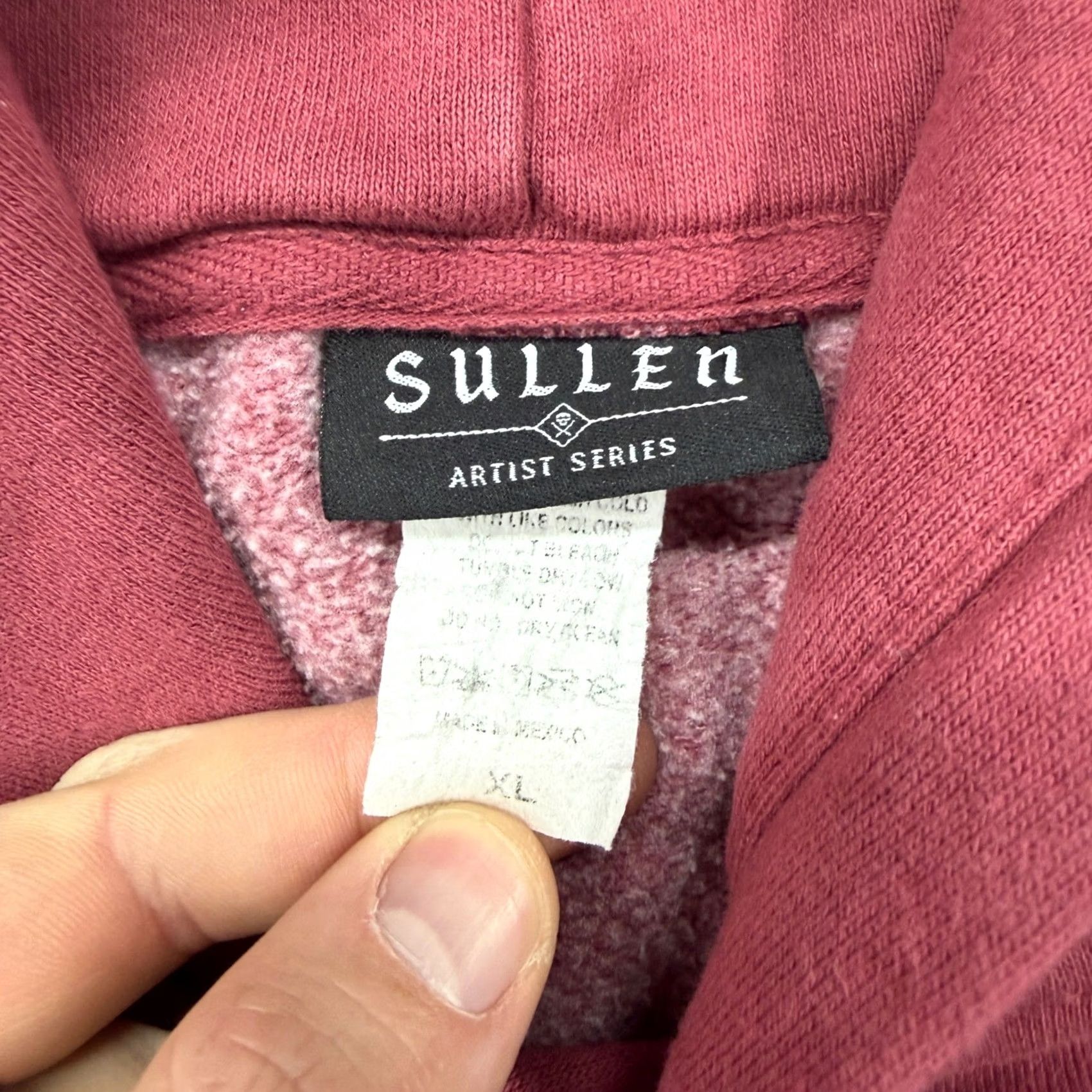 Vintage Sullen Art Collective Mens Burgundy Skull Graphic Hoodie Pullover XL Size US XL / EU 56 / 4 - 3 Thumbnail