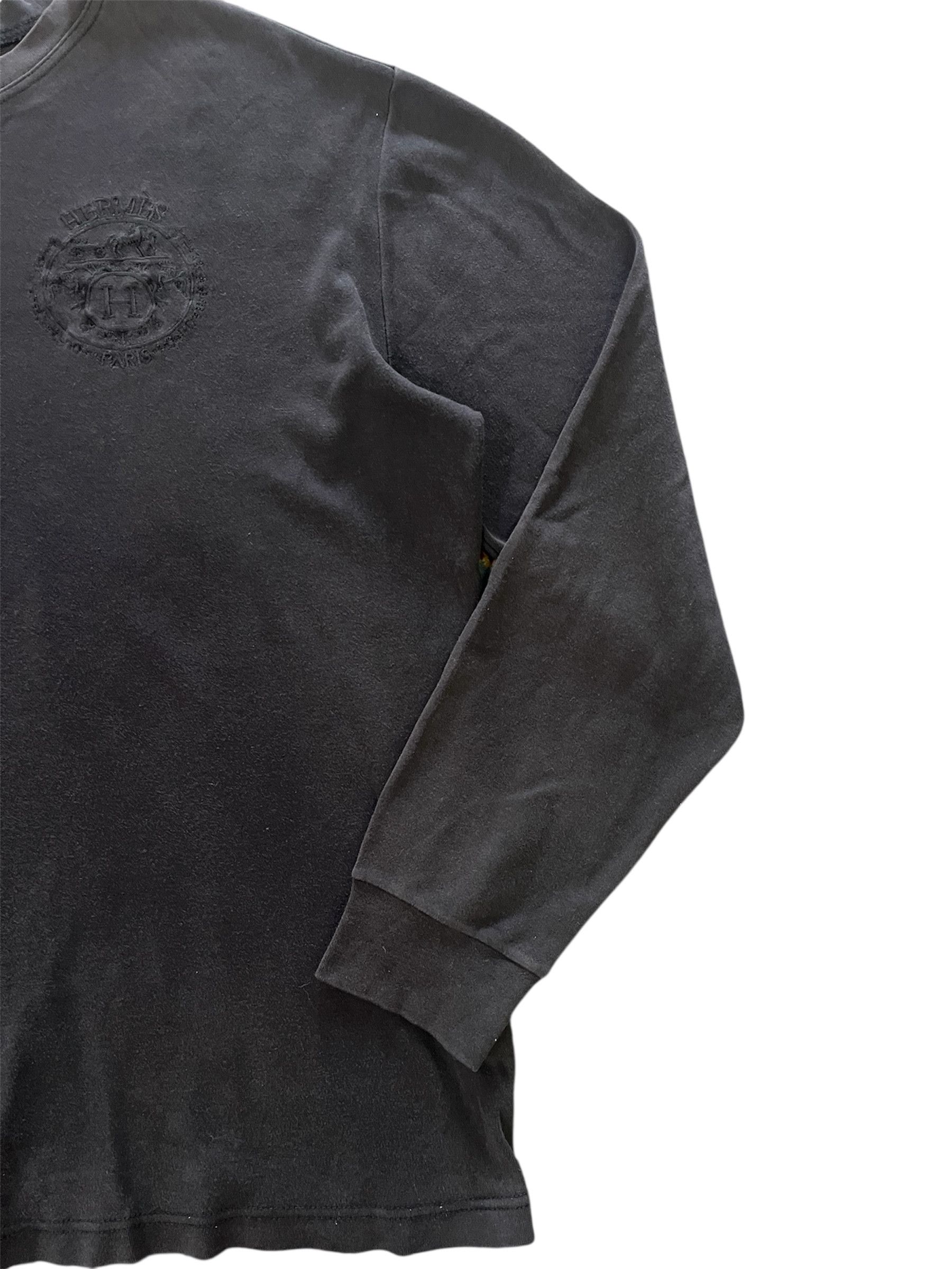 Hermes Vintage 90s Hermes Long Sleeve Black Minor Faded of the Day Size S / US 4 / IT 40 - 7 Thumbnail