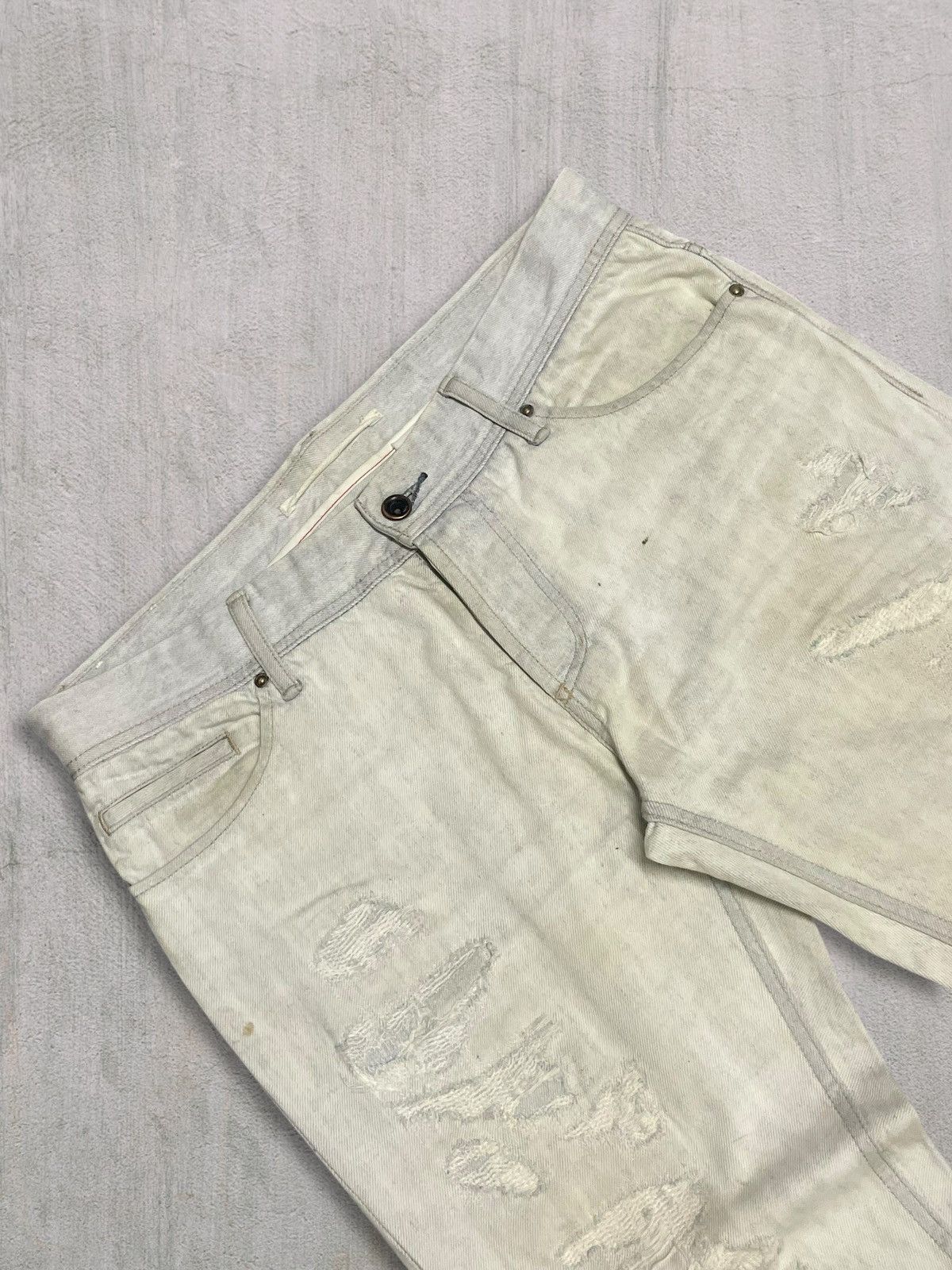 KOJIMA GENES Japanese Denim E Jeans by Kojima Ripped Punk Style Designer Size US 33 - 3 Thumbnail