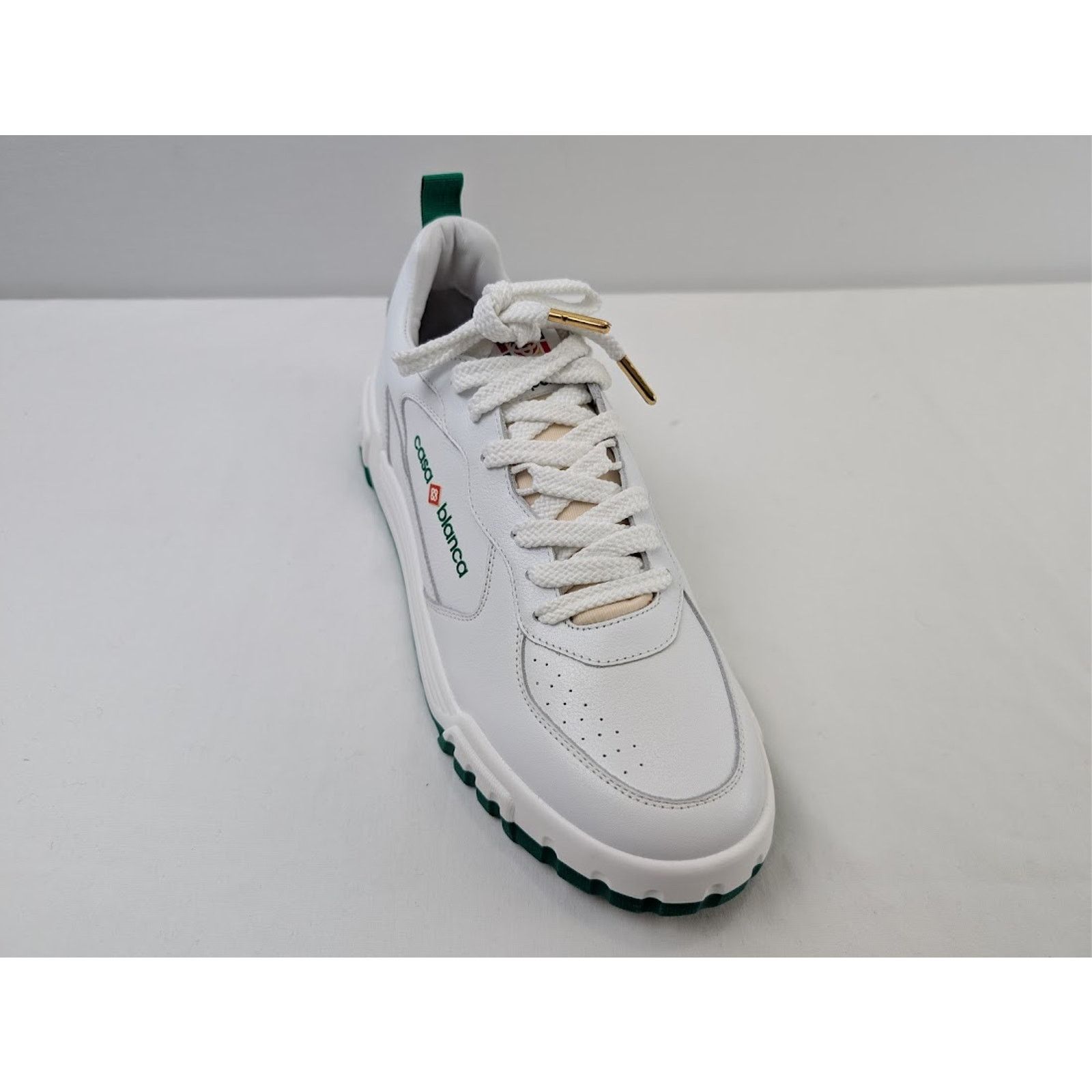 Casablanca o1rshd1 Leather Court Sneaker in White/Green Size US 13 / EU 46 - 3 Thumbnail