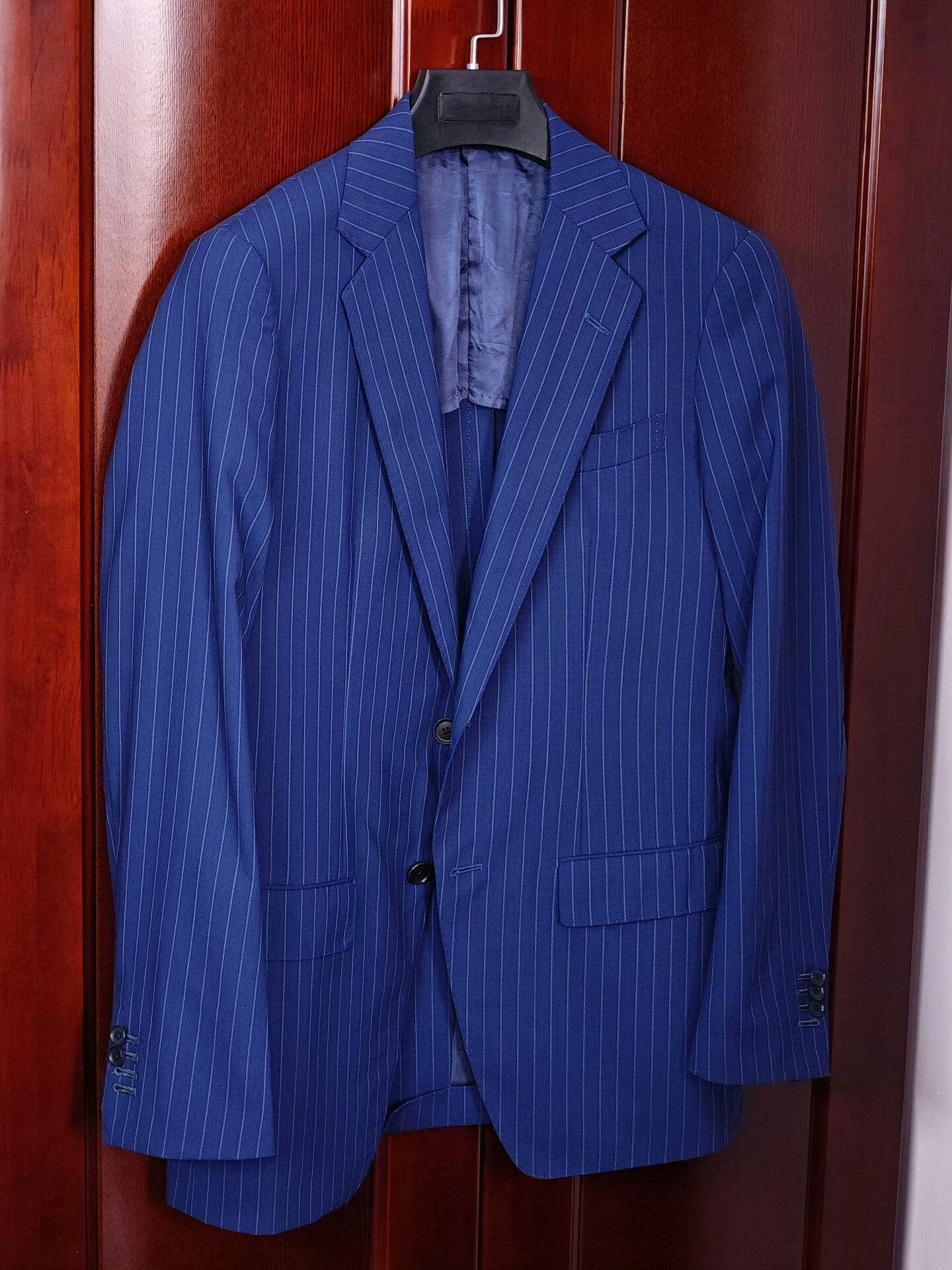 Tomorrowland Italian Drago Wool Suit in Blue Stripe Size US M / EU 48-50 / 2 - 1 Thumbnail