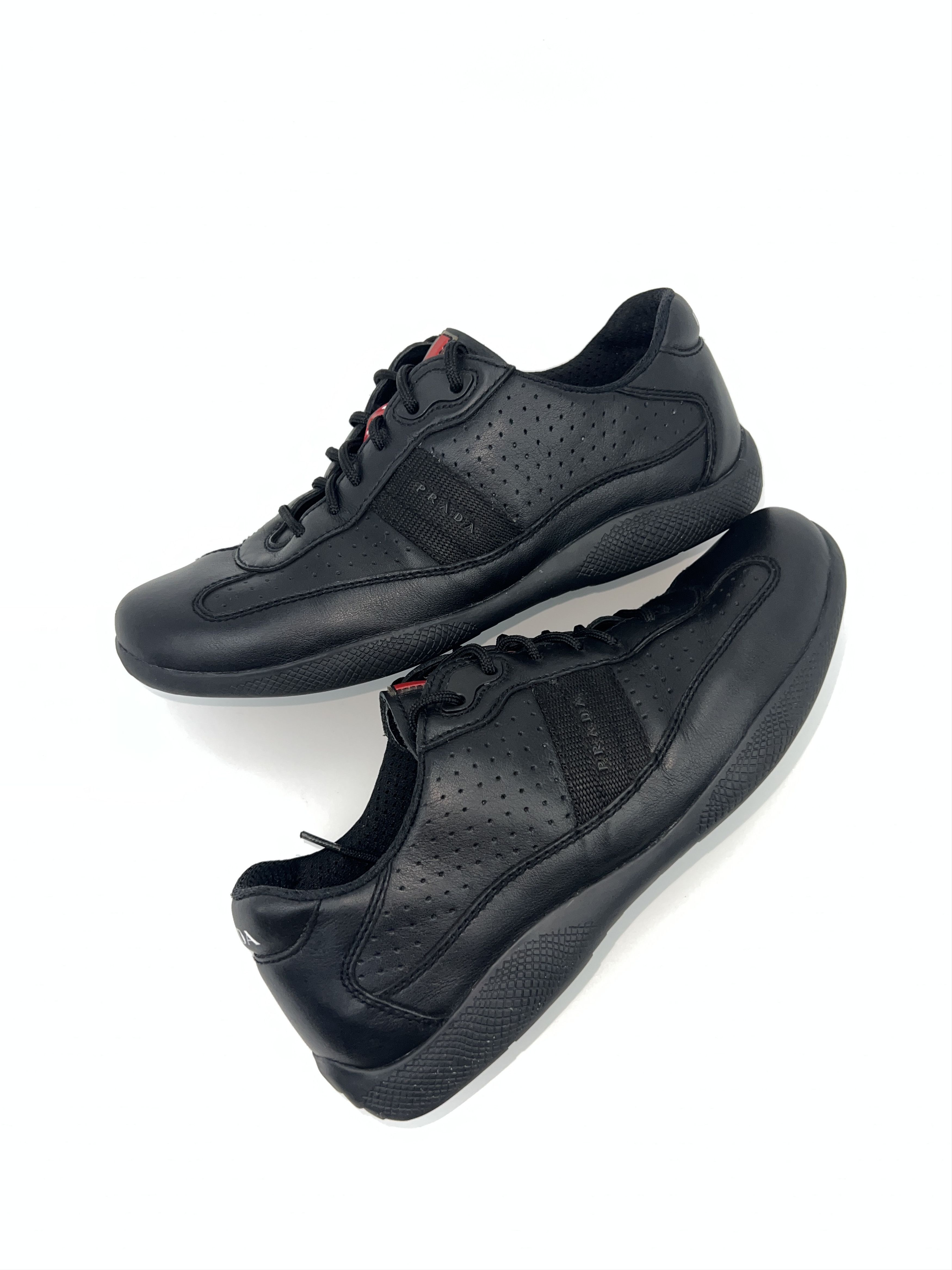 Prada Vintage Prada America's Cup Black Leather Sneakers Women's Size US 8 / IT 38 - 3 Thumbnail
