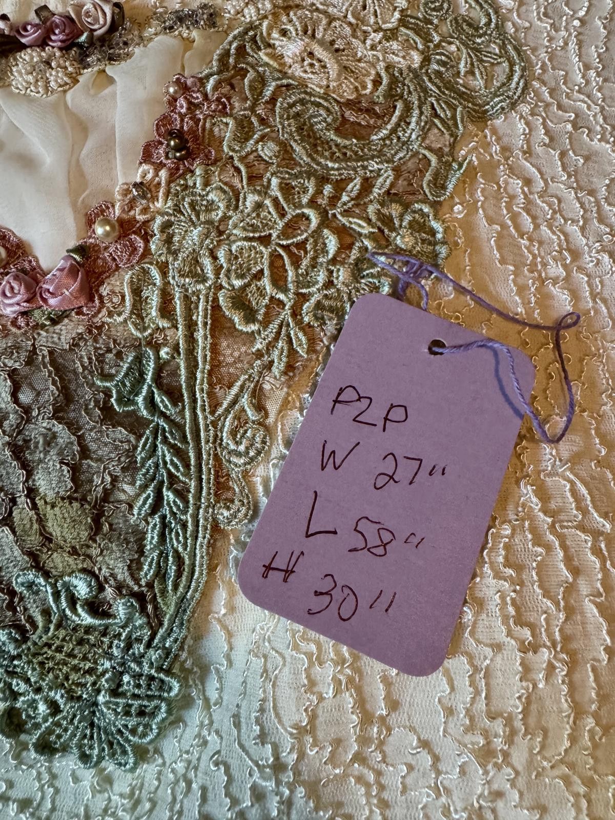 Designer Vintage Lace Dress with Intricate Embroidery by Phun Shirts Size XL / US 12-14 / IT 48-50 - 9 Thumbnail