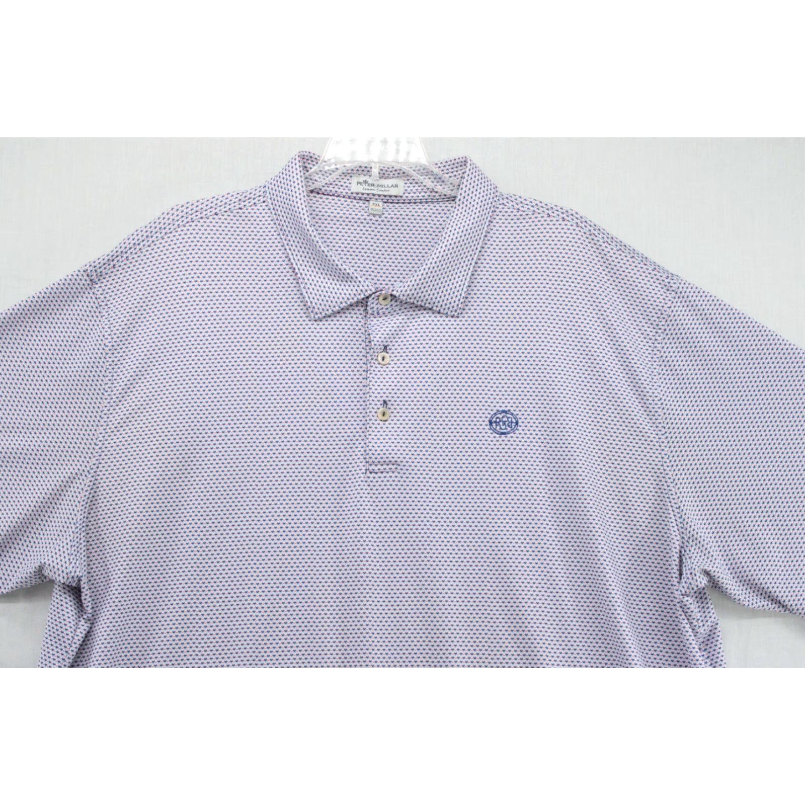 Peter Millar Peter Millar Polo Shirt Blue Summer Comfort Men’s XXL Geometric Performance Golf Shirt Size US XXL / EU 58 / 5 - 2 Thumbnail