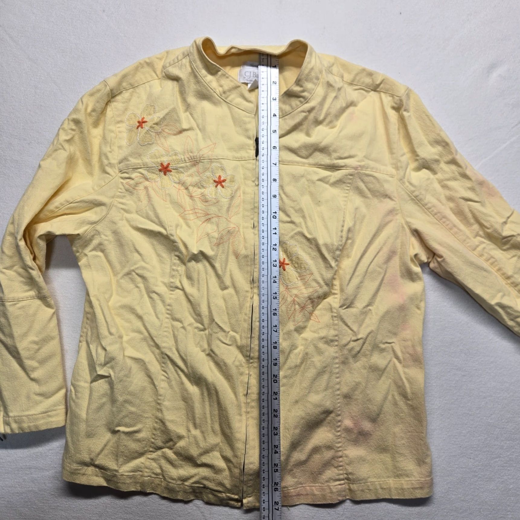 Vintage CJ Banks Yellow Floral Full Zip Jacket Women 2X Adult Spring Cotton Blend Long Sleeve Size XXL / US 16-18 / IT 52-54 - 7 Thumbnail