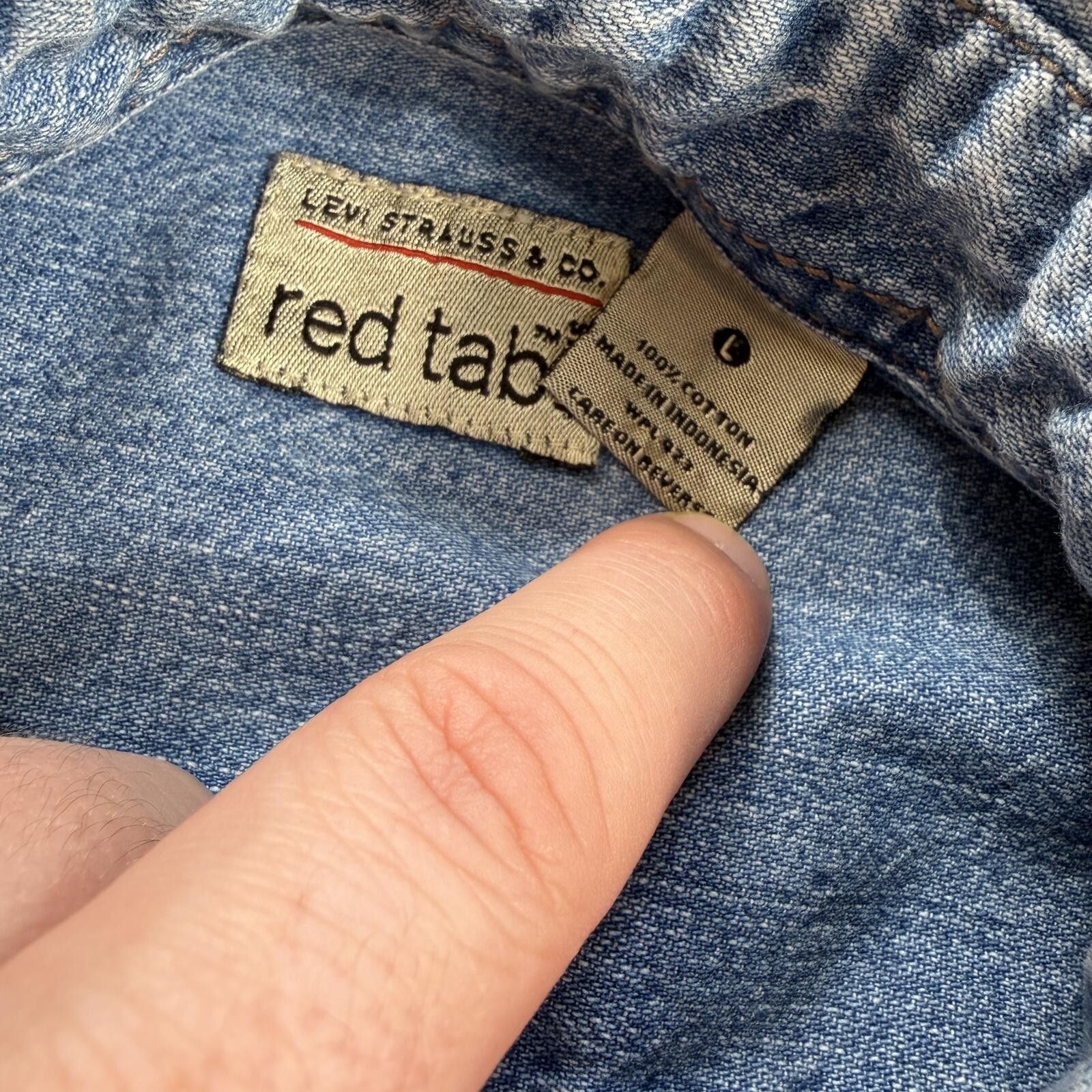 Other Vintage 90s Levis Red Tab Denim Button Down Shirt Large Size US L / EU 52-54 / 3 - 4 Thumbnail