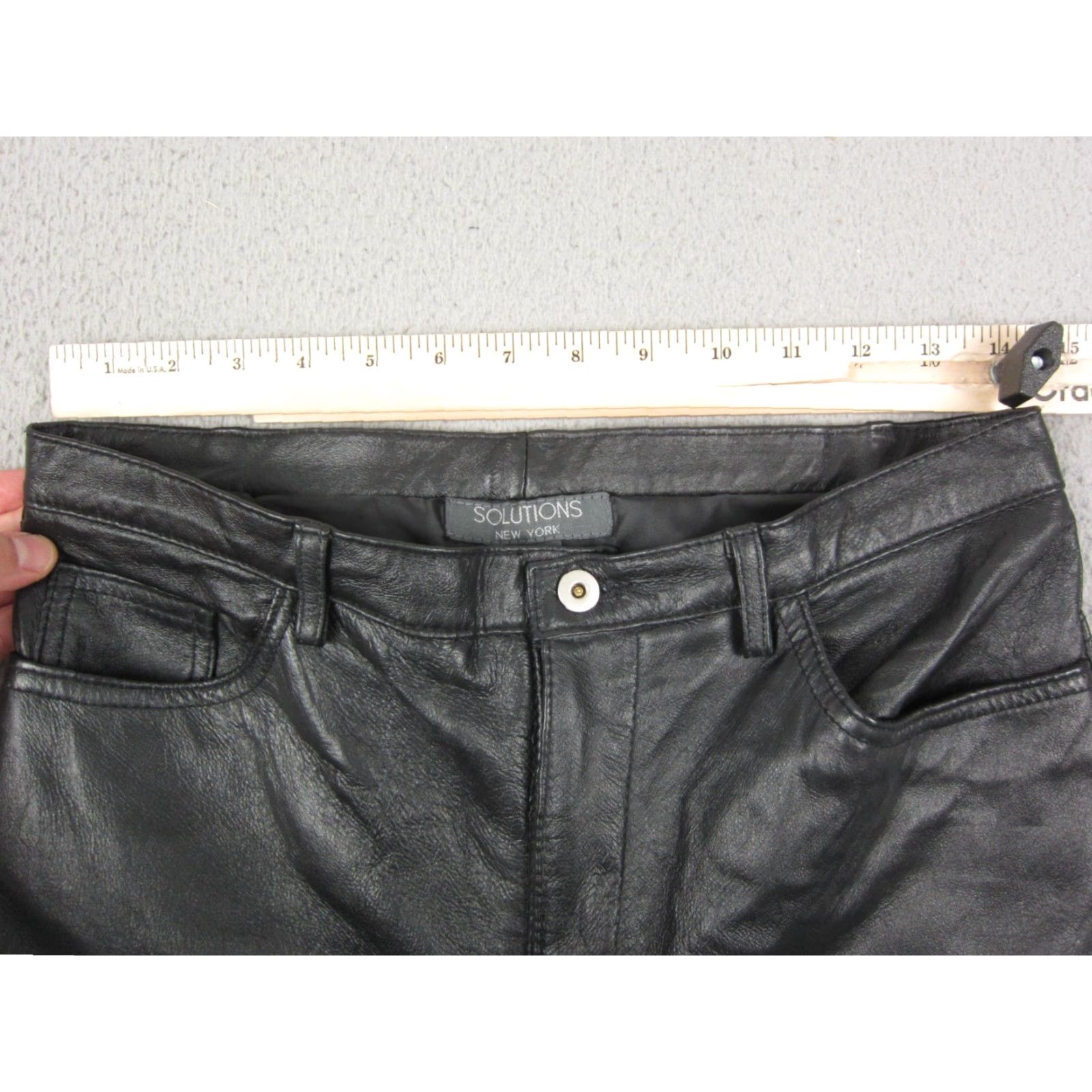 Vintage VINTAGE SOLUTIONS New York Leather Pants Womens 8 Black Straight Ankle Pockets Mens Size 30" / US 8 / IT 44 - 7 Thumbnail