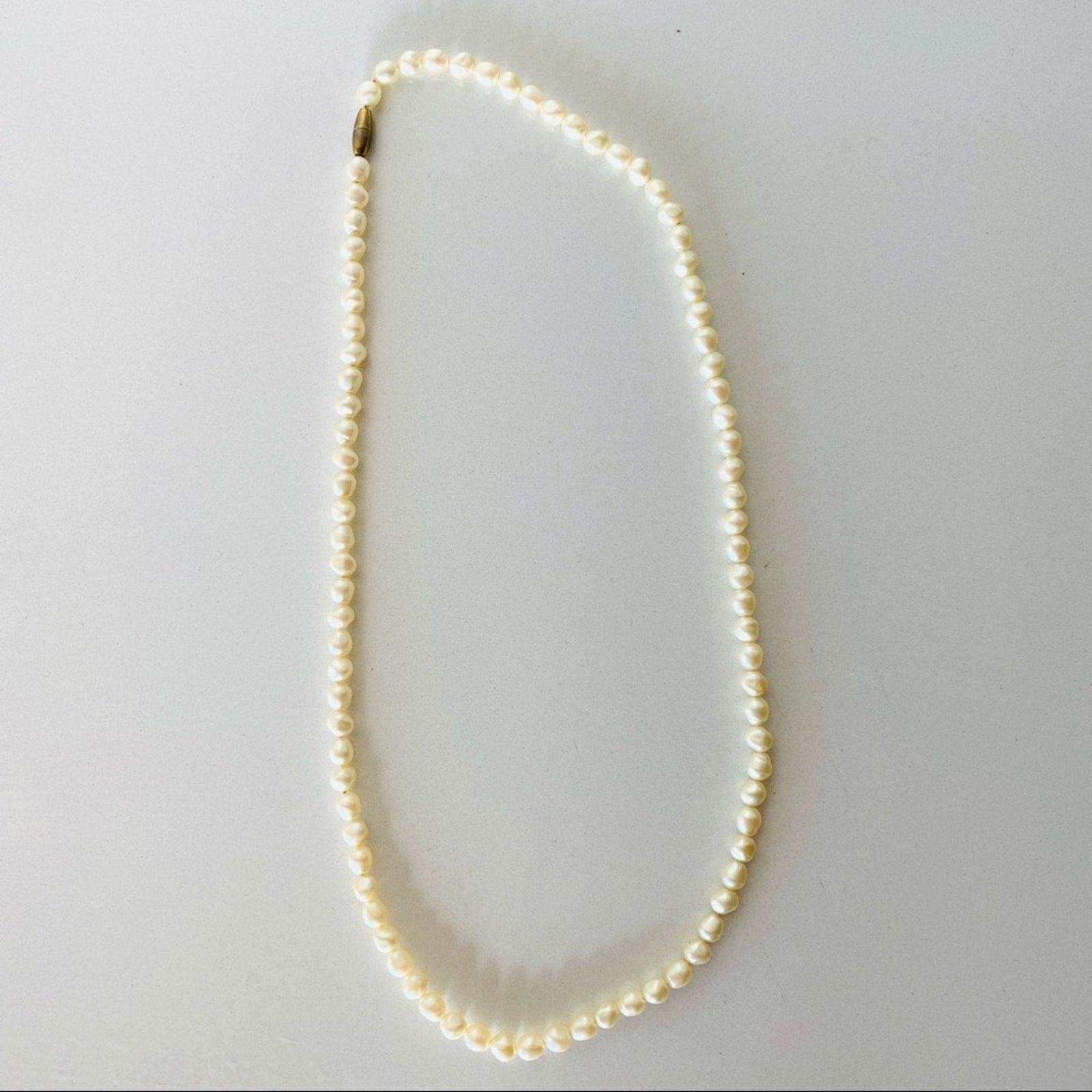 Vintage White Cream Freshwater Pearl Strand Necklace Jewelry, Women's
